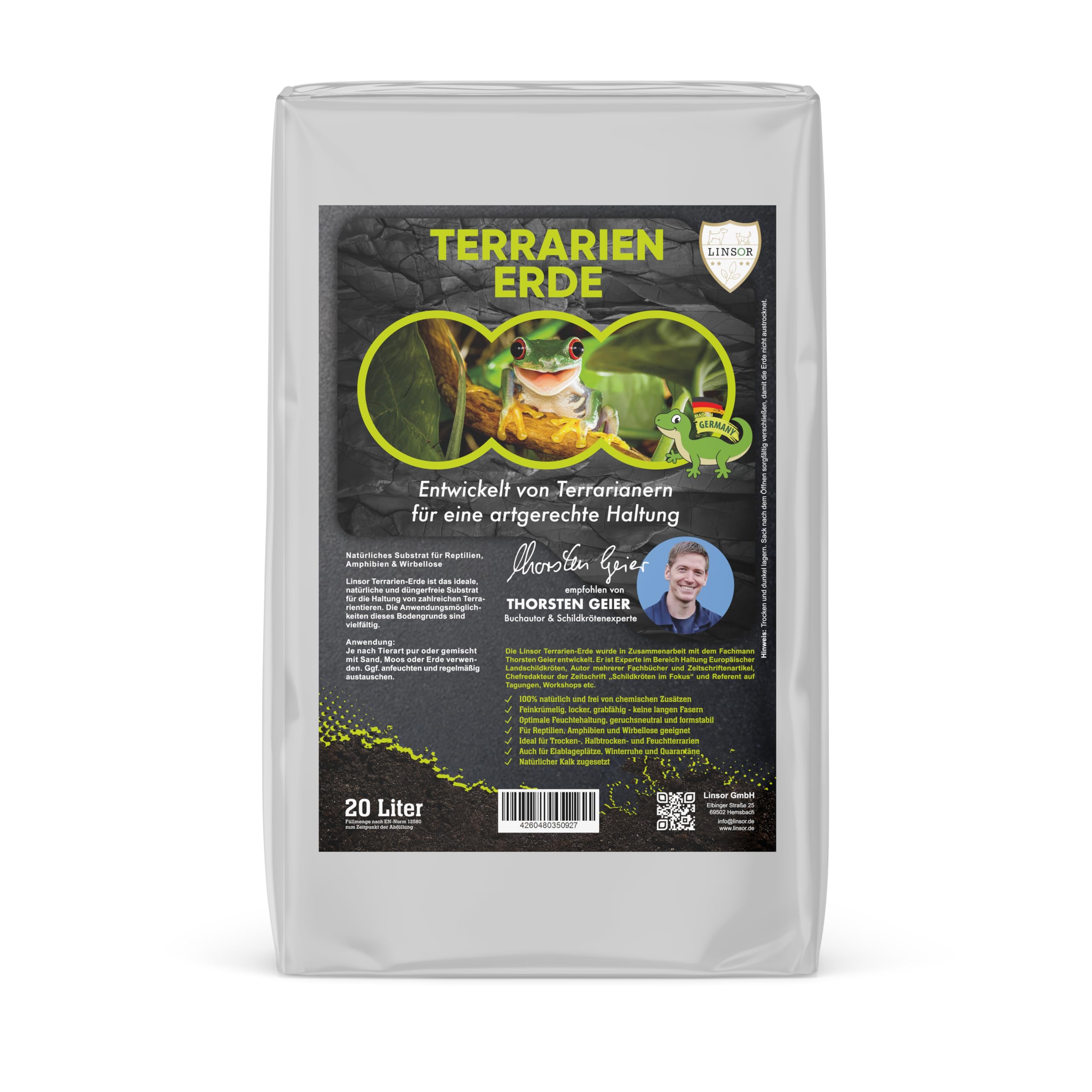 Terrarienerde 20 L – natürliches Terrarium Substrat ohne Dünger, feinkrümelig und grabfähig, universeller Terrarium Bodengrund Substrat für Terrarien
