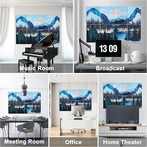 Miniatura 5 de Tutmyrea Paneles acústicos artísticos, acolchados a prueba de sonido, paquete de 8 paneles acústicos insonorizados de 48 x 32 pulgadas, paneles