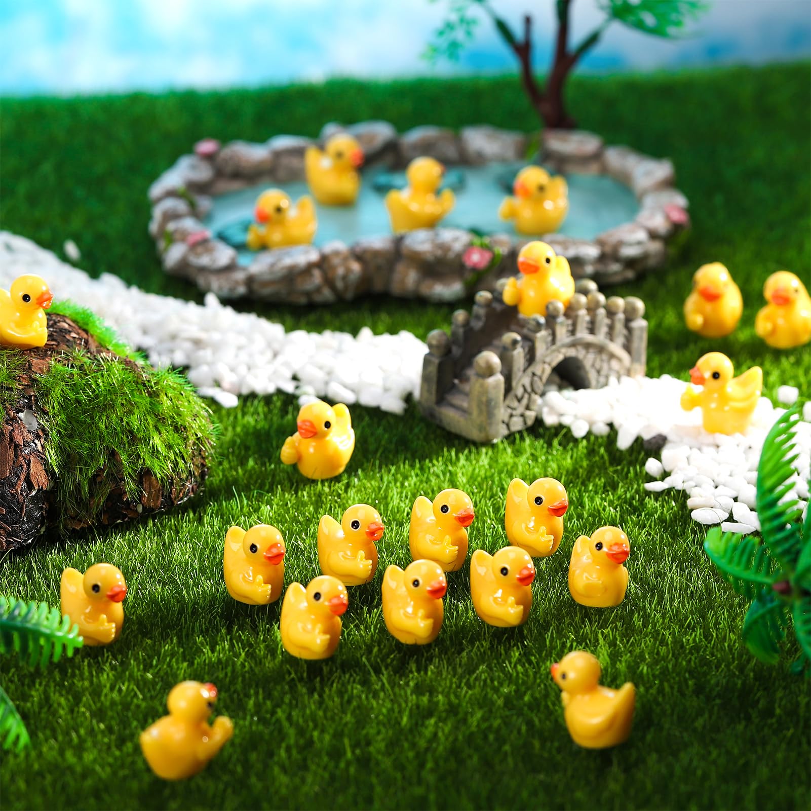 100 Mini Canards En Plastique Halinuia - Figurines Jaunes - Décoration Maison De Poupée, Aquarium