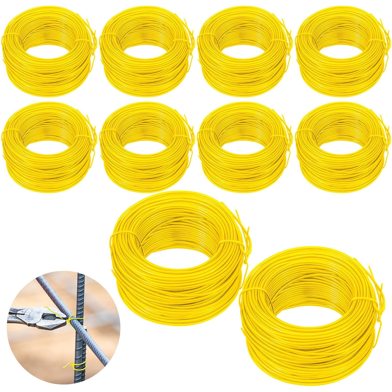 Therwen 984 ft 16 Gauge Rebar Tie Wire Reel, 10 Rolls PVC Coated Bailing Wire, Multi Purpose