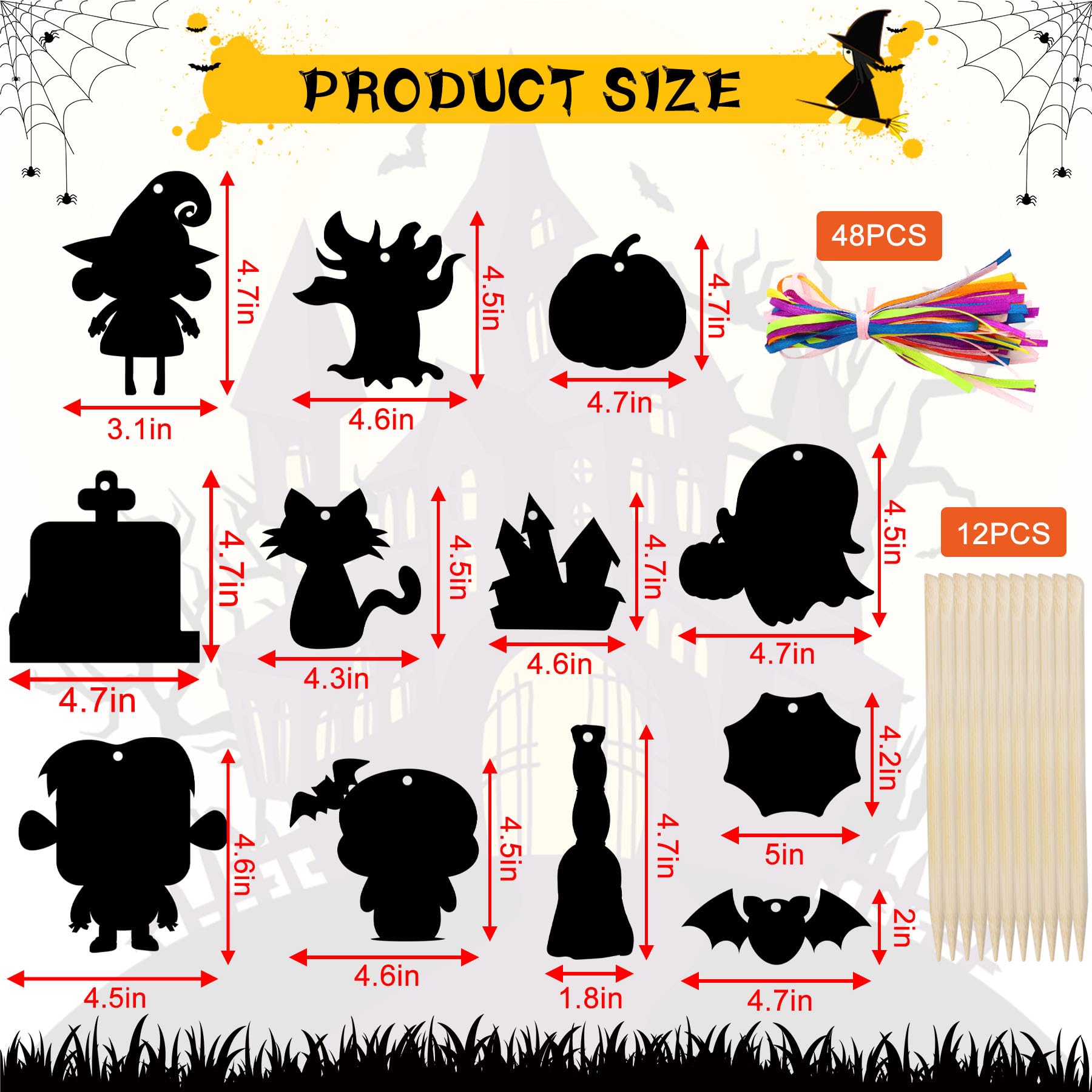 JULMELON 48 Pcs Halloween Scratch Paper Art - Image 2
