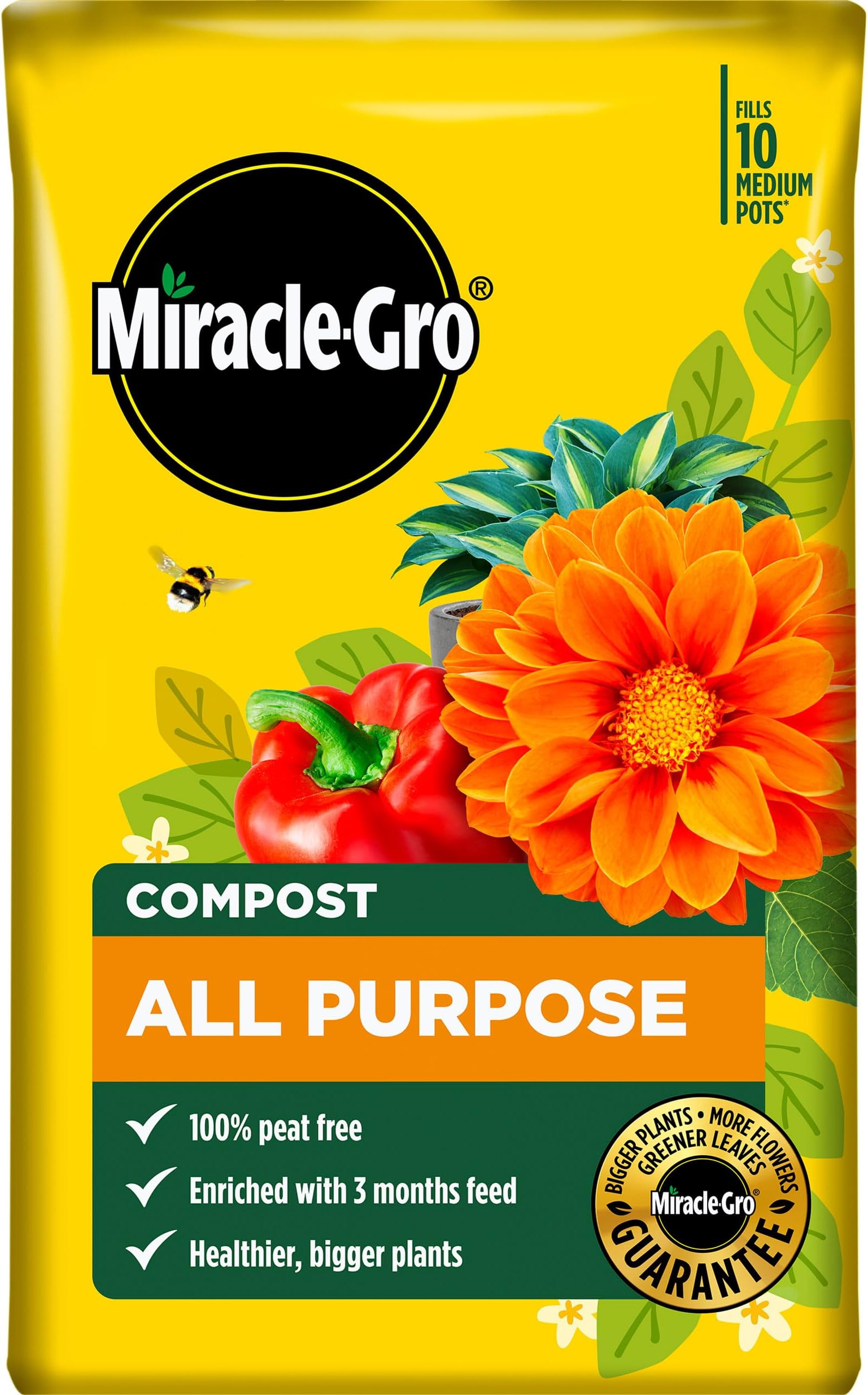 Miracle-Gro PEAT FREE Premium All Purpose Compost, 50 Litres,Brown