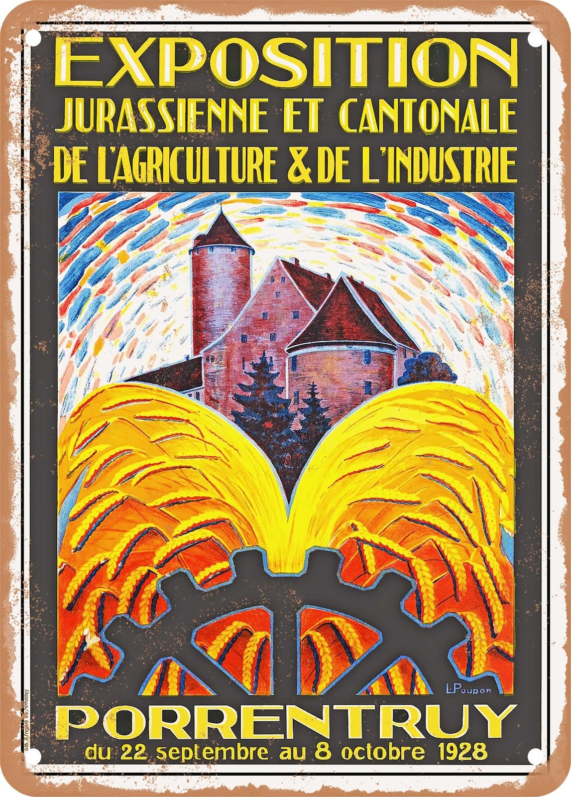 METAL SIGN - 1928 Agriculture and Industry Exhibition in Porrentruy Vintage Ad home decor