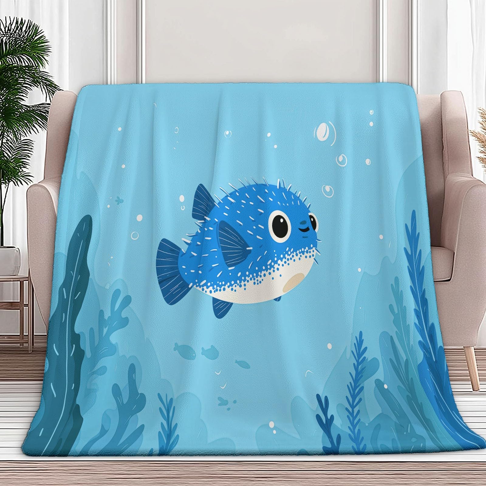 Couverture lit flanelle impression 3D océan jeté canapé chaud doux