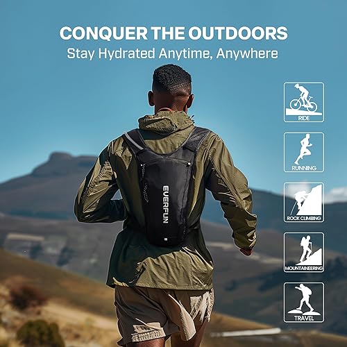 Miniatura 9 de EVERFUN Chaleco de hidratación para correr para mujeres y hombres, pequeña mochila de agua de senderismo con bolsa de agua de 1.5 L, mochila ligera