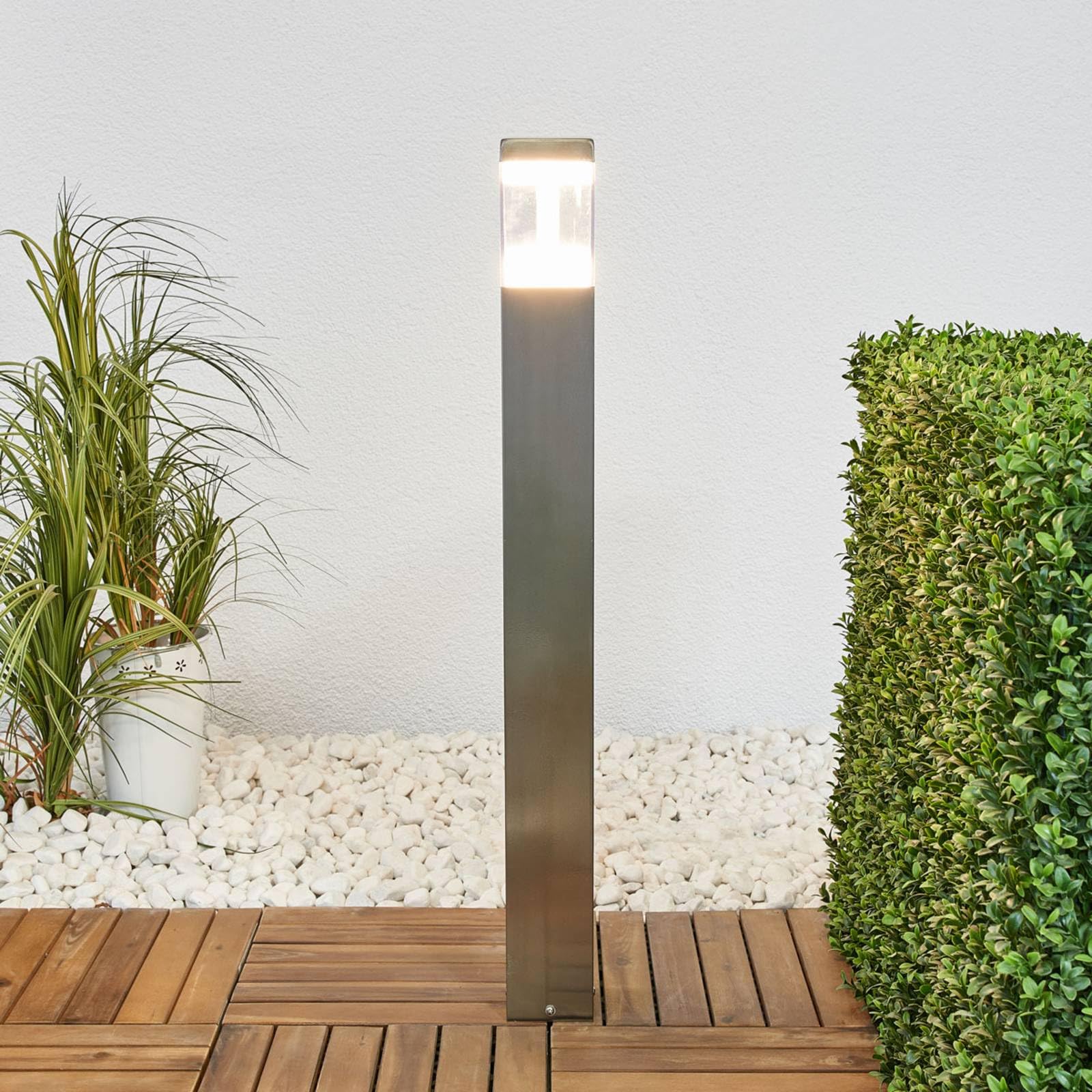 Lindby lampada da esterni (Moderno) colore Grigio, in Acciaio Inox lampadina inclusa Lampioncino paletto luminoso viale lampioncino
