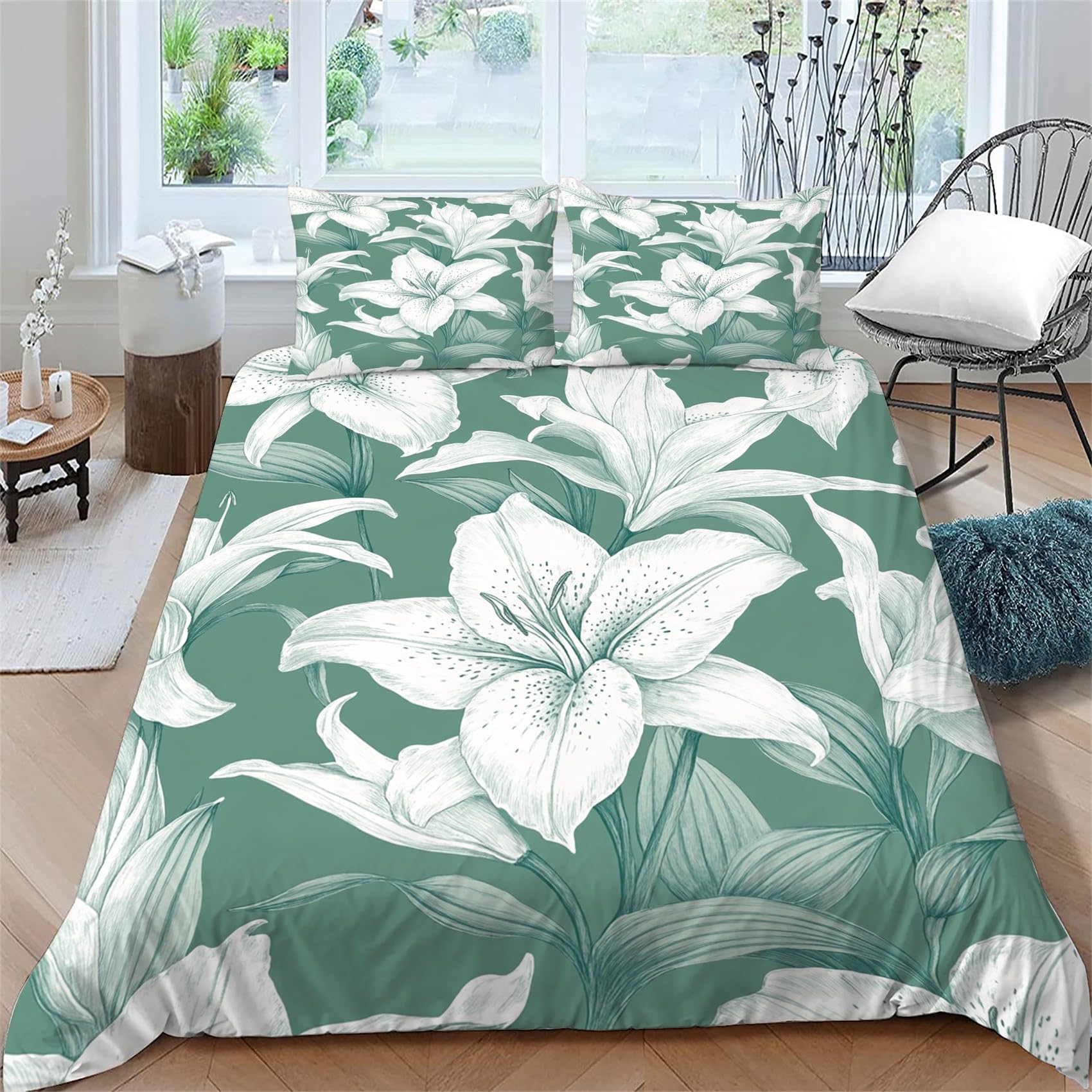 Housse de couette 140x200 blanc avec 2 taies d'oreiller 65x65 en microfibre