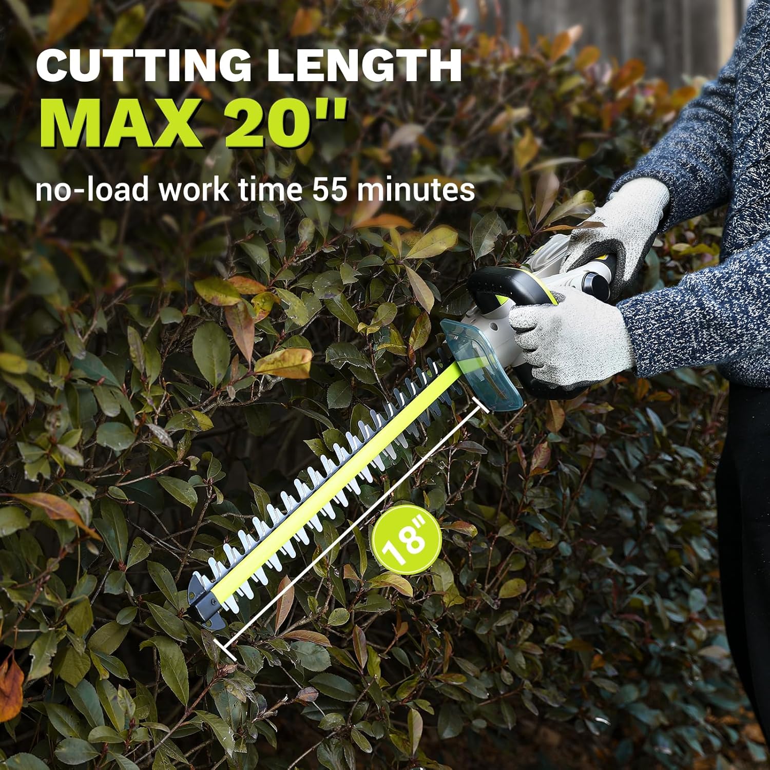 Hedge Trimmer Cordless: DEKOPRO 20V Electric Hedge Trimmers Cordless with Battery, 20″ Bush Trimmer Shrub Trimmer for Yard, Garden, Lawn
