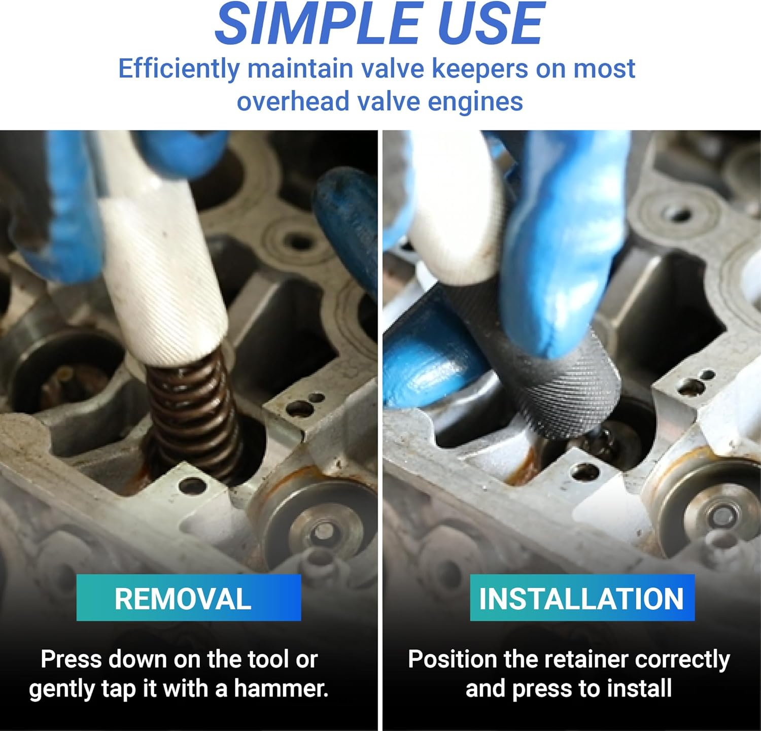 Valve Spring Compressor Tool with Valve Lapping Tools, Valve Keeper Remover Installer Set Fits Toyota Four Cylinder and Chrysler New World Engines with Valve Stems from 4.5 to 7.5mm and 5/16" to 3/8"