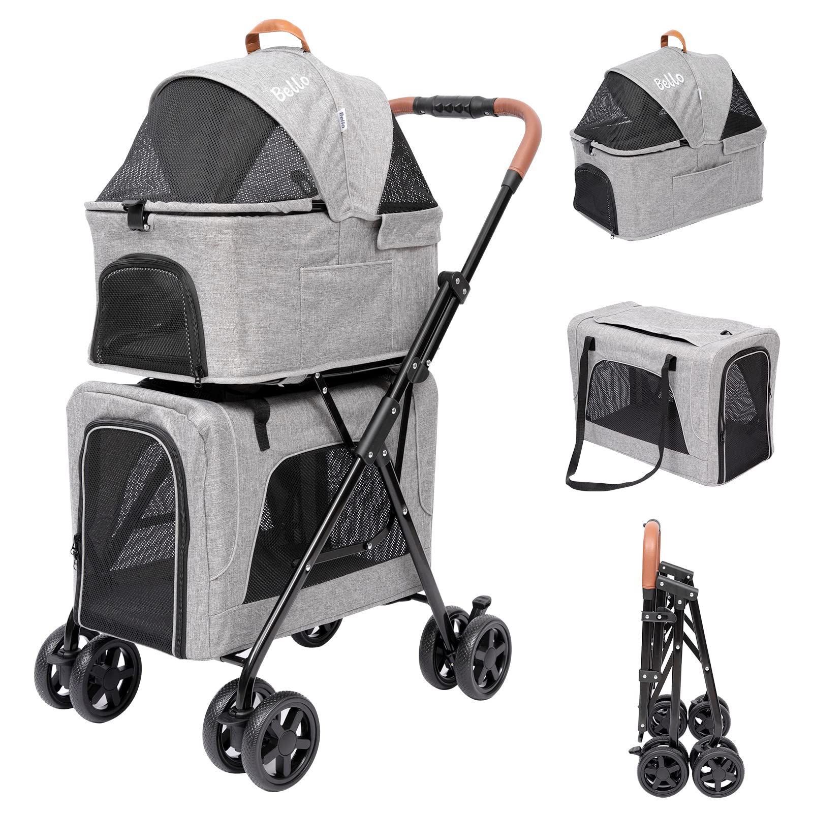 マザーカート2段式モノクロキャラクター柄 ペットカート