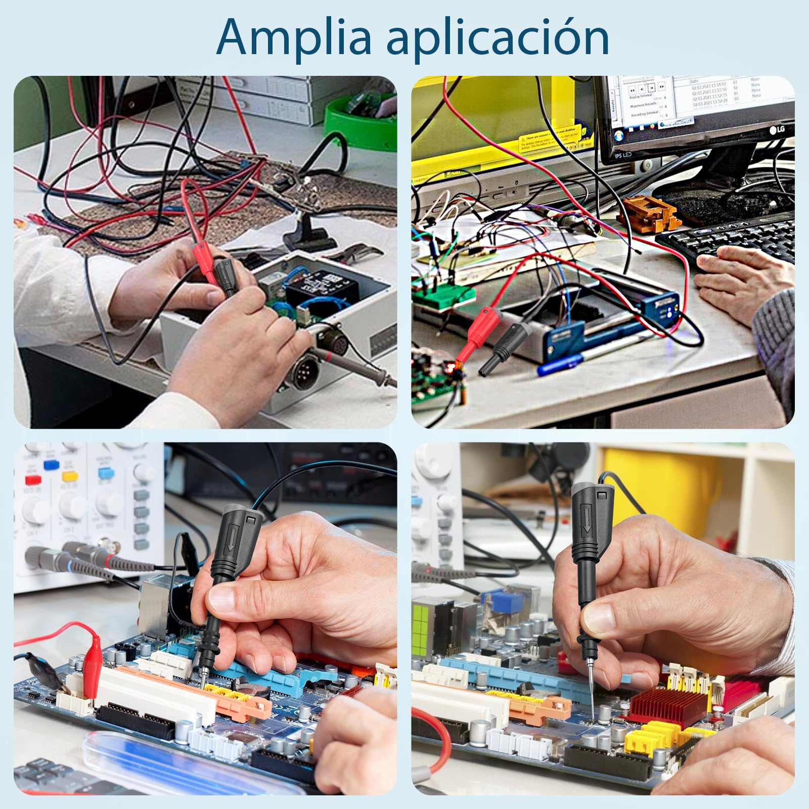 Kit de accesorios para osciloscopio con cable BNC a banana 3M, atenuador 20:1 y 10 sondas, ideal para diagnóstico de vehículos con osciloscopio de 2 canales y multímetro digital