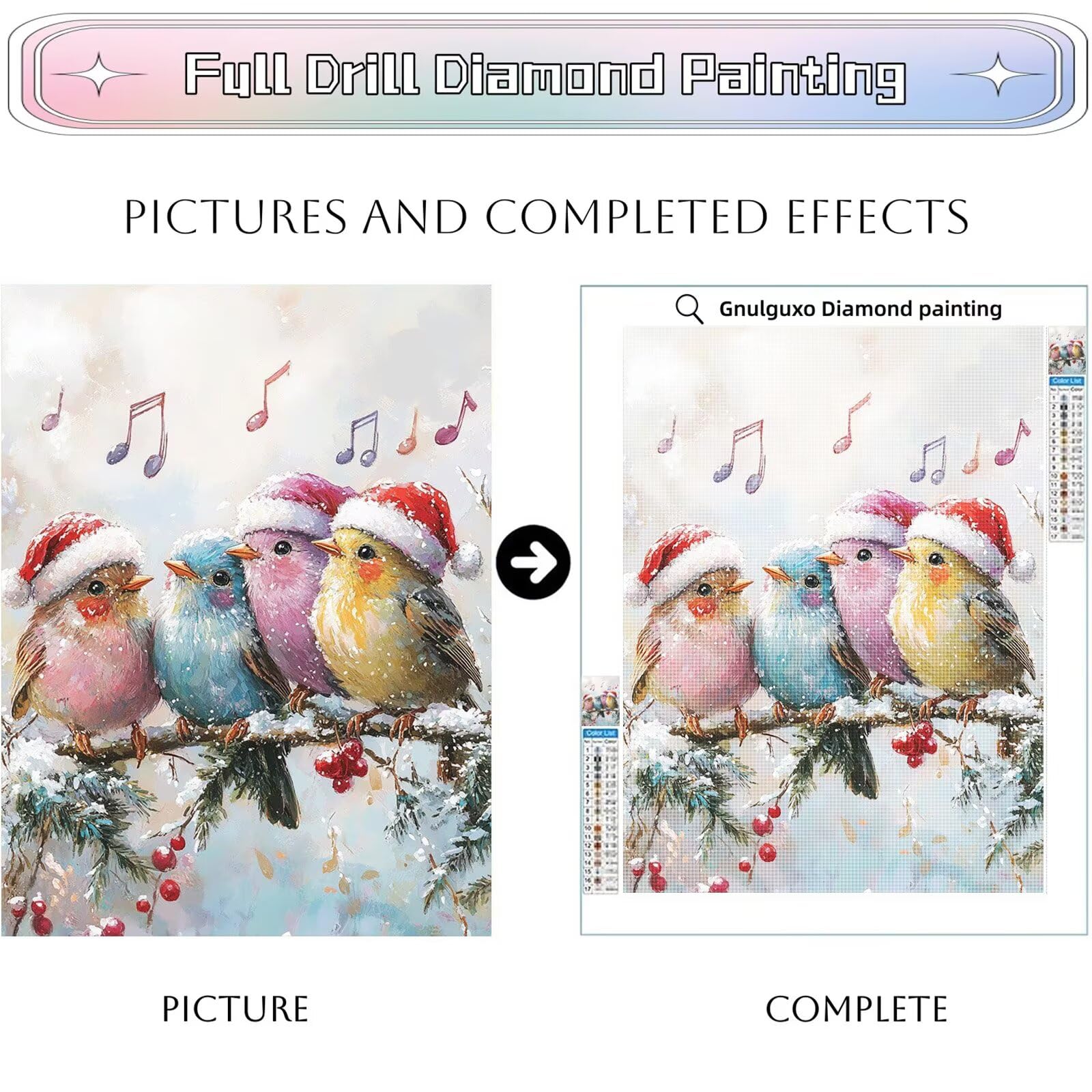 Diamond Painting Erwachsene Winter 5D Diamond Painting Vogel Muster DIY Set Erwachsene Anfänger, Vollbohrer Diamanten Malerei Kreuzstich Bastelset für Zimmer Wand Deko Schlafzimmer 60x80cm, Model701