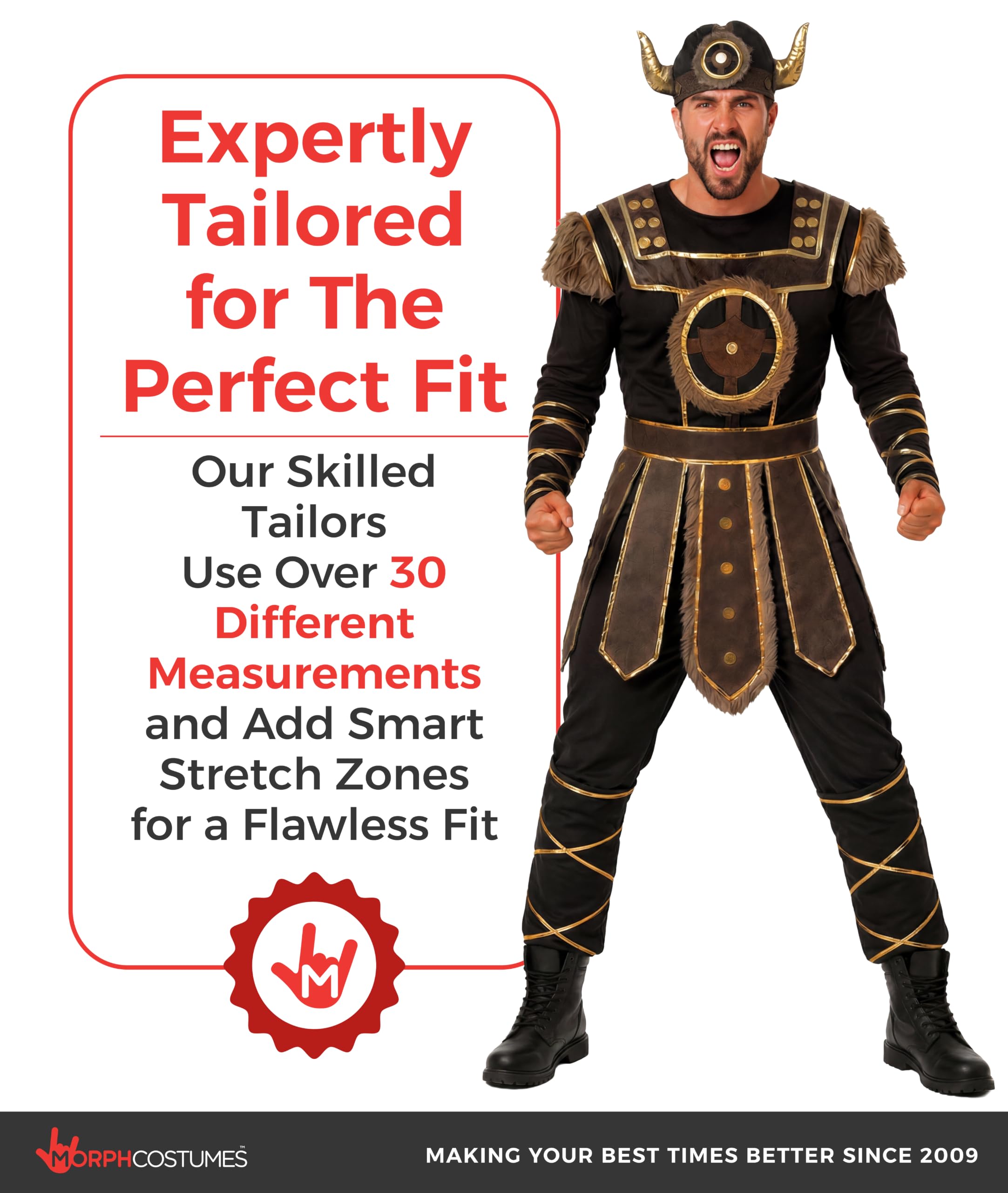 Morph Disfraz Vikingo Adulto, Traje Guerrero para Carnaval - Talla L