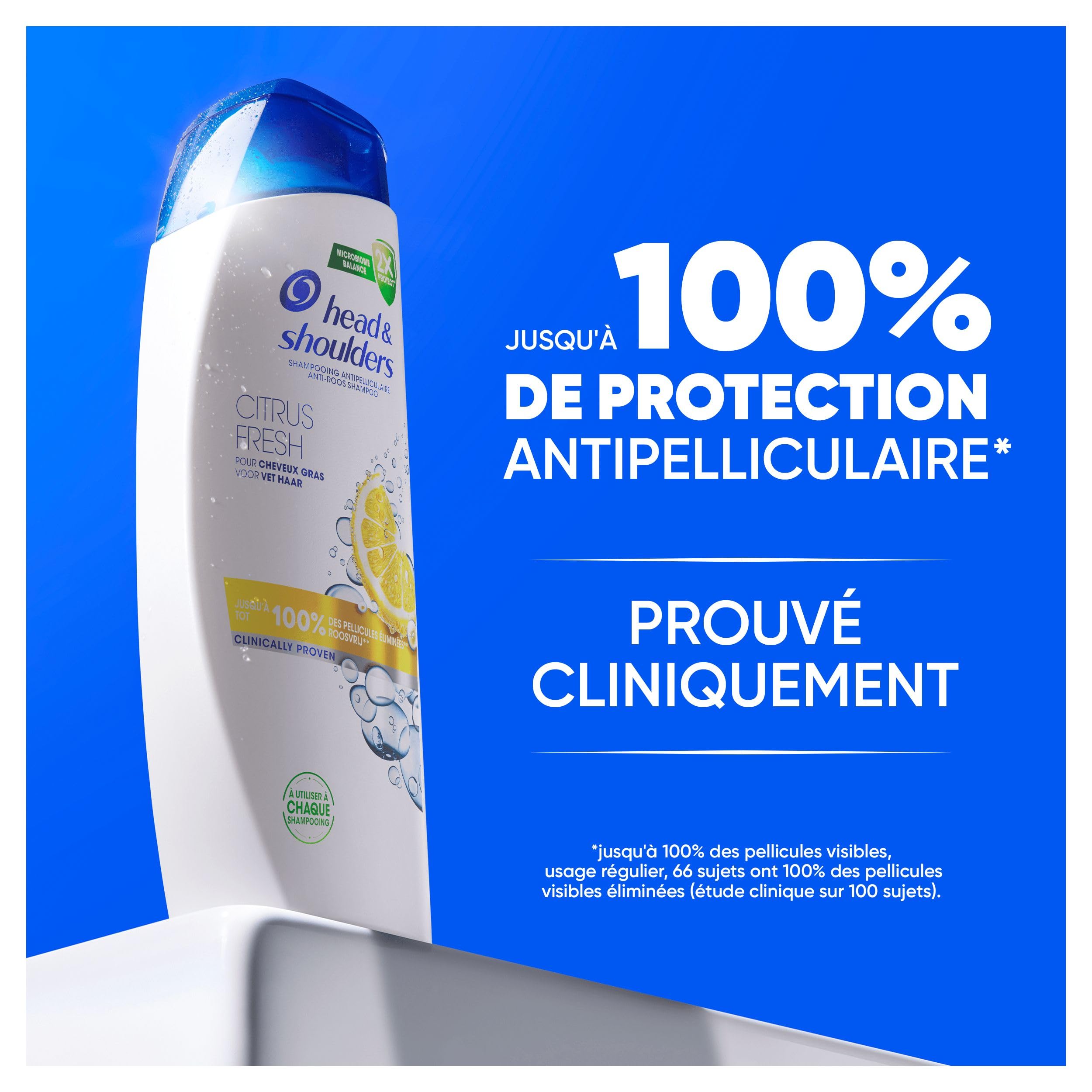 Head & Shoulders Citrus Fresh Shampoing Antipelliculaire Pour Cheveux Gras 3x330ml; Usage Quotidien; Jusqu'à 100% des Pellicules Éliminées, Cliniquement Prouvé (lot de 3 x 330 ml)