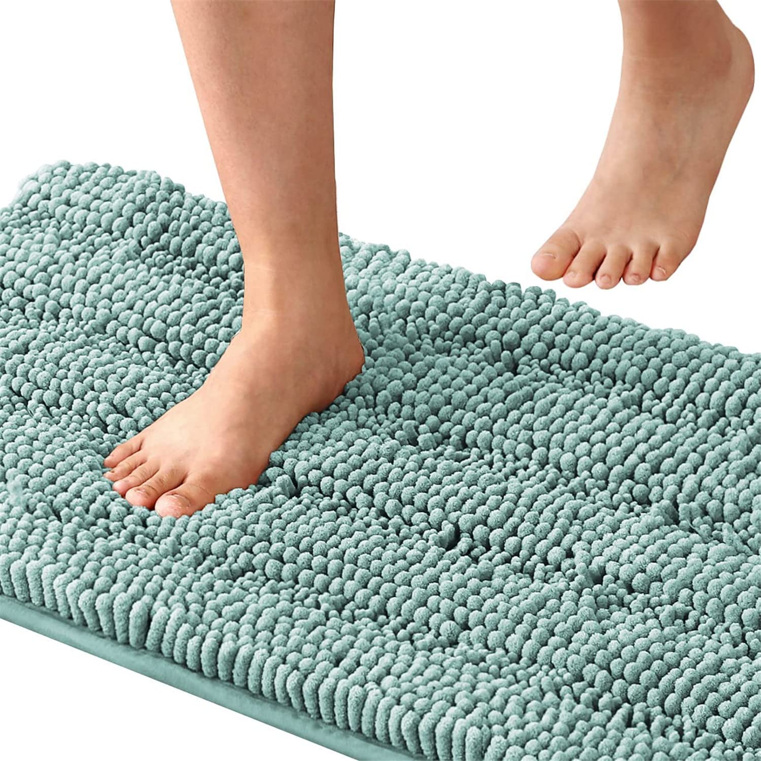 Tapis de bain antidérapant en chenille à poils longs, doux et confortable, 150 x 50 cm, parfait pour salle de bain, chambre à coucher et douche