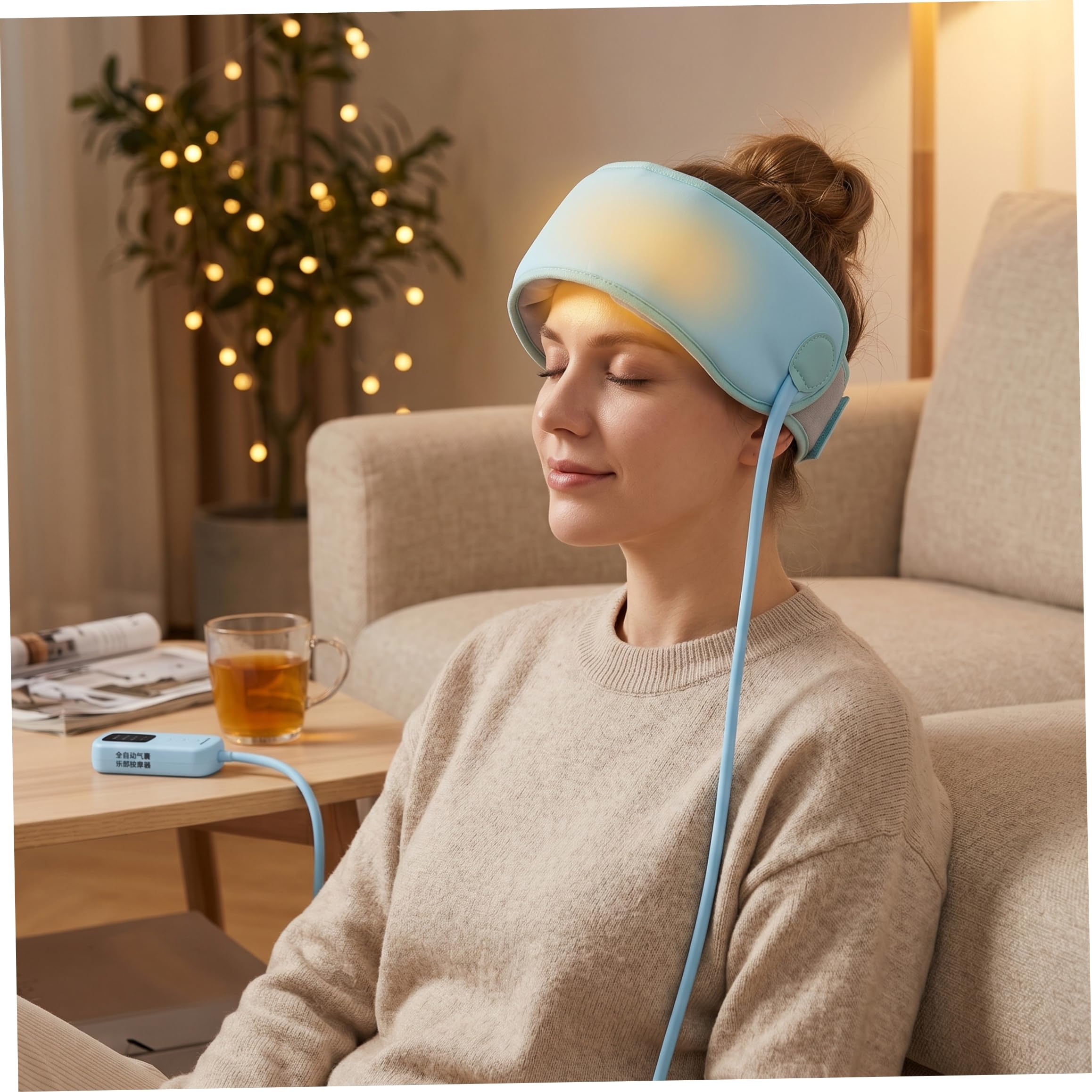 Massaggiatore elettrico per la testa, massaggiatore elettrico per la testa, cuoio capelluto con impastamento e calore per rilassamento e sollievo dallo stress, blu