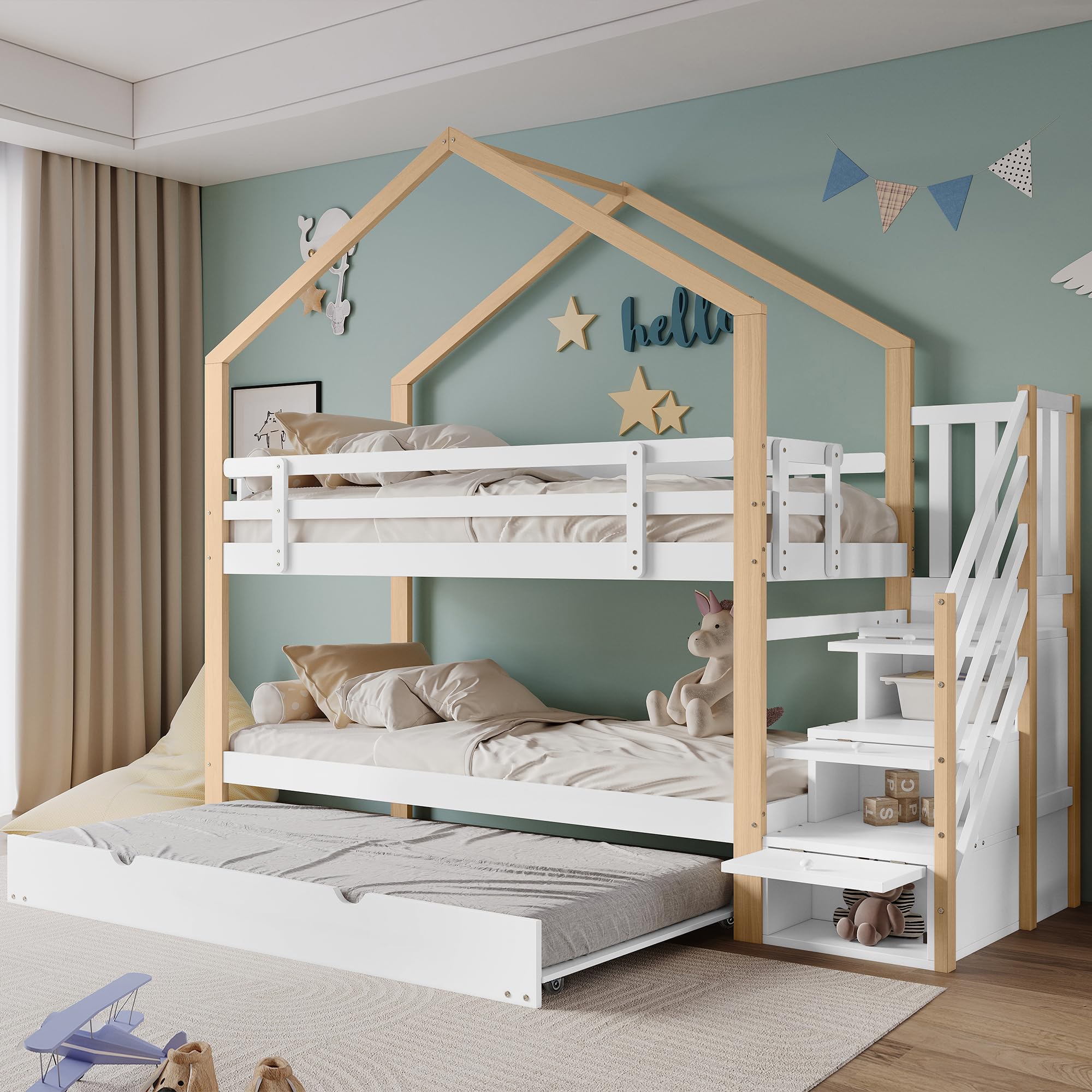 Cama nido 140 x 200 cm 90 x 190 cm con 3 cajones - madera de pino