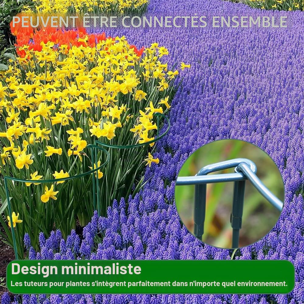 HEYIDAMAI Tuteur Pivoine, Demi Cercle, 6PCS 25 * 60CM, Tuteur Cercle, Demi Rond, Supports de Plantes Réglables, Anneau Support de Jardin pour Pivoines Hortensias Roses Légumes Tomates