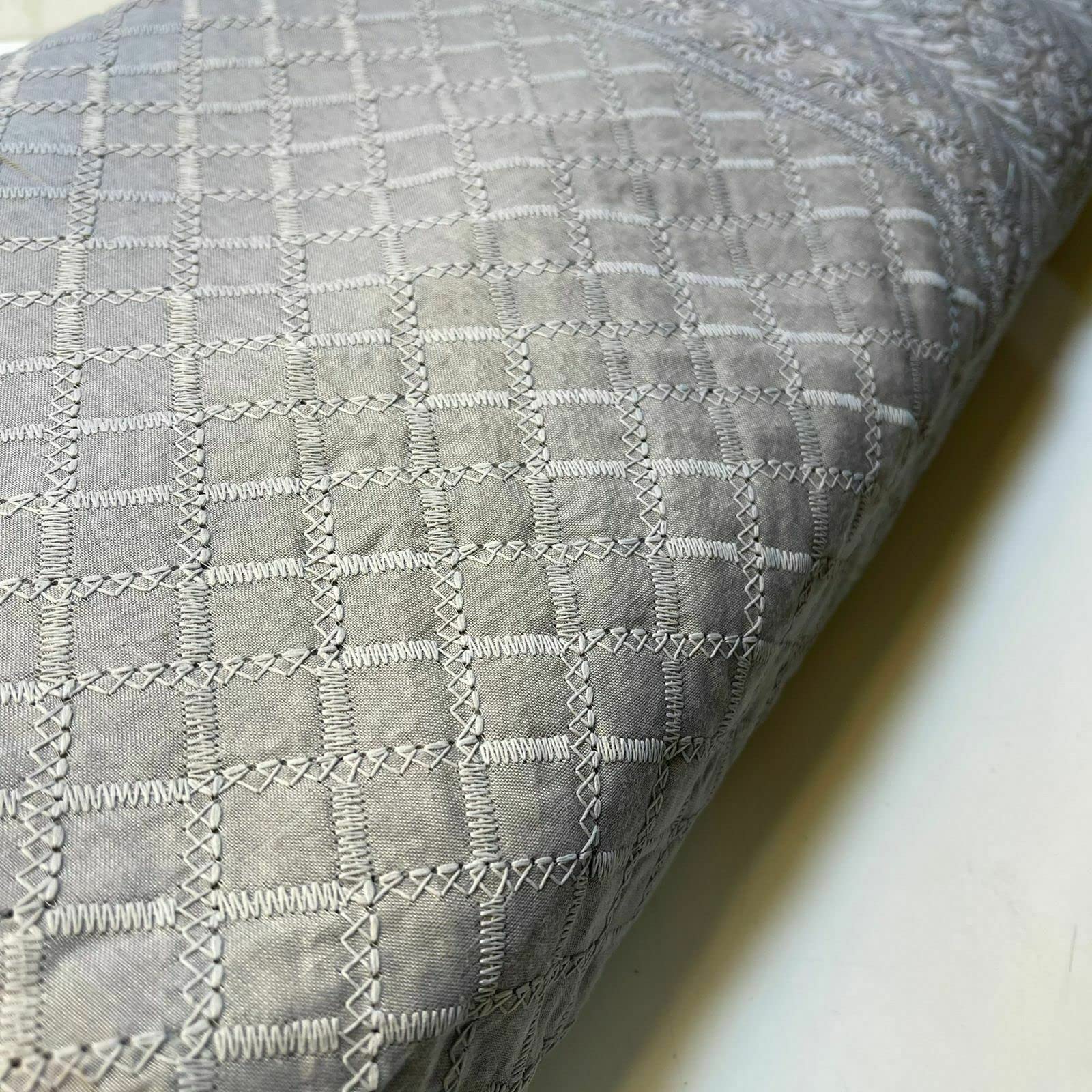 Schiffly 100% Cotton Lawn Broderie Anglaise Embroidery Dress Craft Fabric 44" (5 Meter, Grey) - Image 3
