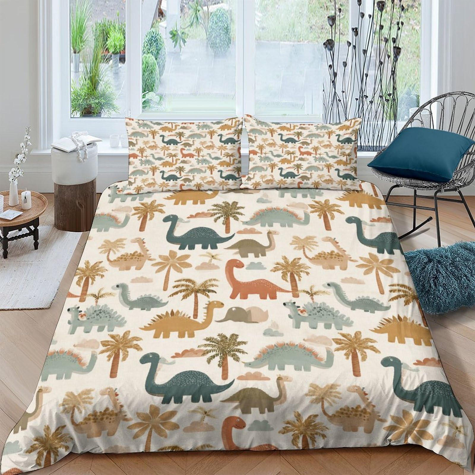 Ctjqhvkz Style-5 3D Printed Dinosaur Forest Fitted Sheet Microfiber Soft Anti-Slip Jungle Animal Mattress Cover For Bedroom Guestroom Decor Single（135X200cm）