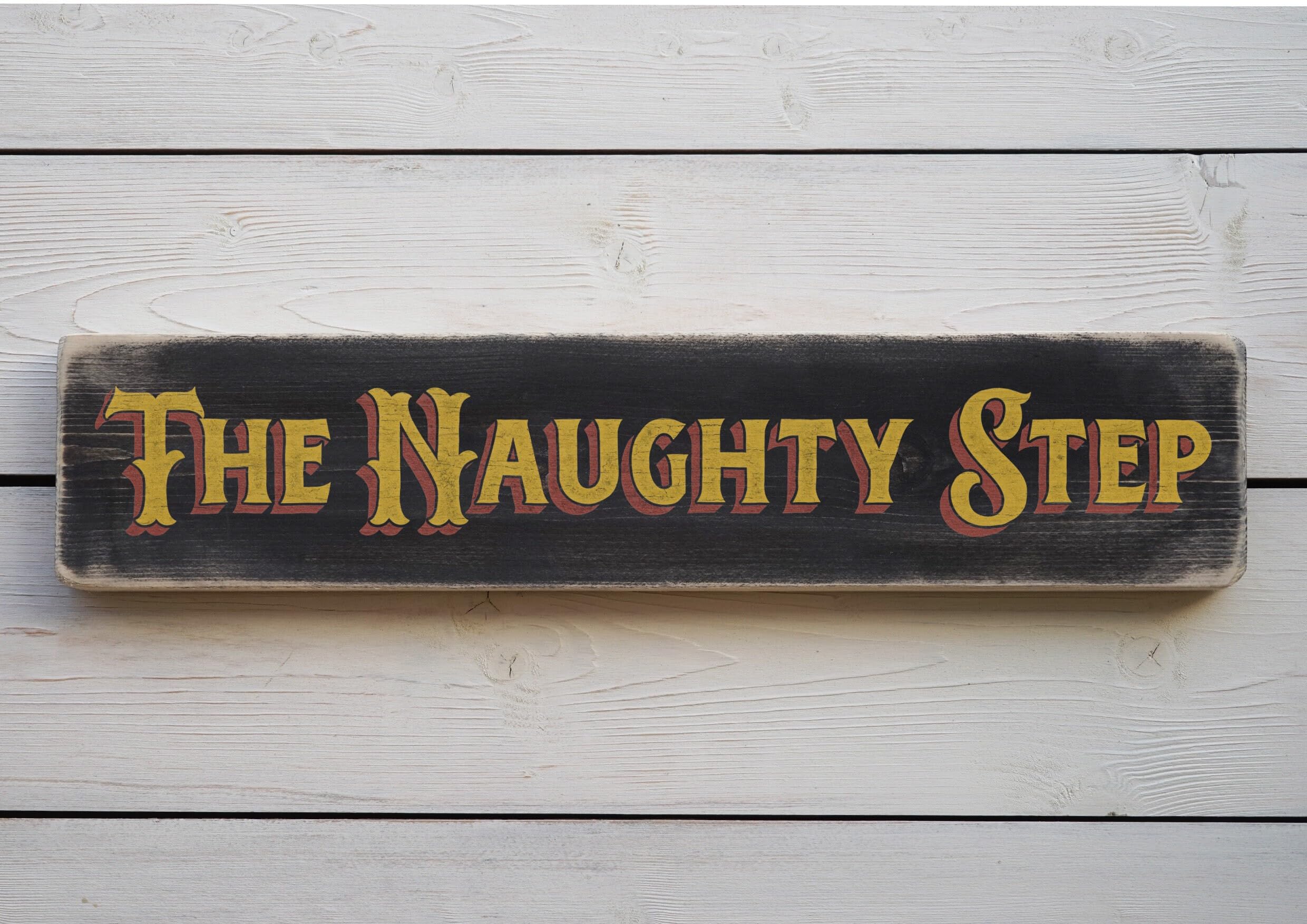 Szhmz Colour-944 Metal Signs The Naughty Step - Vintage Style Metalen Sign. Handmade Retro Home Gift Metalen Signs With Sayings 4X16 Inch