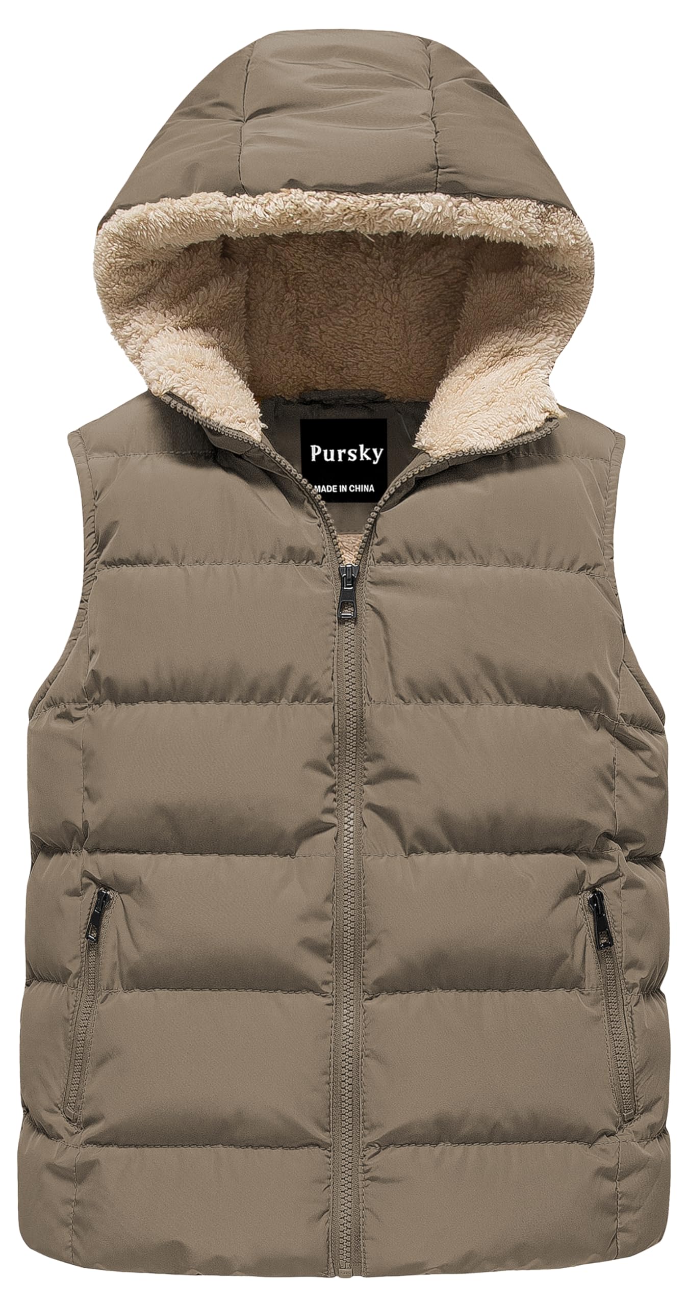 Pursky Girl's and Boy's Hooded Warm Puffer Vest Outerwear Soft Flannel Lined Insulation Waistcoat