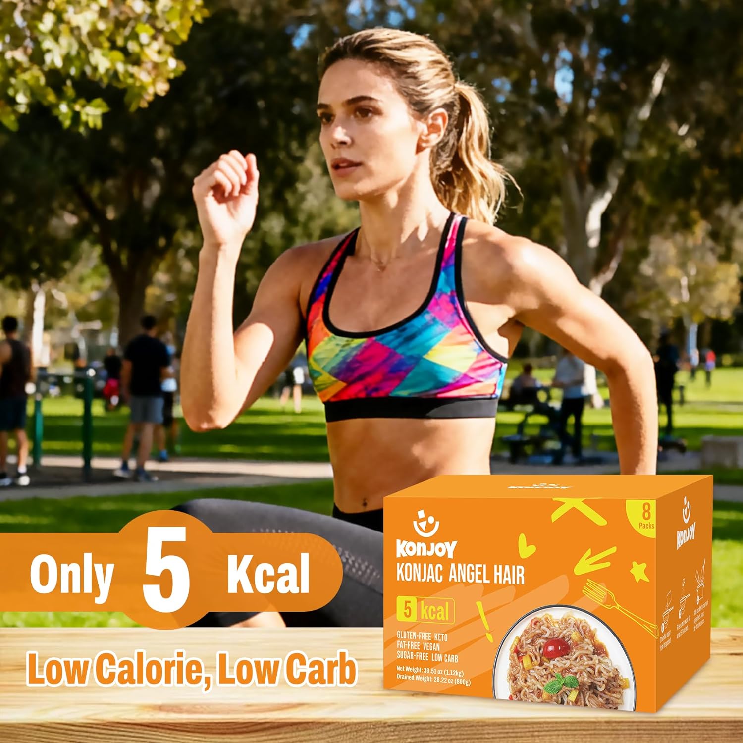 KONJOY High Protein Ramen Noodles(23g) Hot Spicy Chicken Flavor and Konjac Shirataki Angel Hair Pasta Noodles 8-Pack- Low Fat, Vegan, Plant-Based, Healthy Quick Meal or Gift