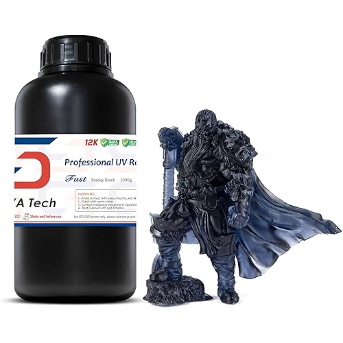 Siraya Tech Fast ABS-Like 3D Printer Resin 405nm UV-Curing Non-Brittle High Precision 3D Printing Liquid Standard Photopolymer Resin for LCD DLP 3D Printing 8K Capable (Smoky Black, 1kg)