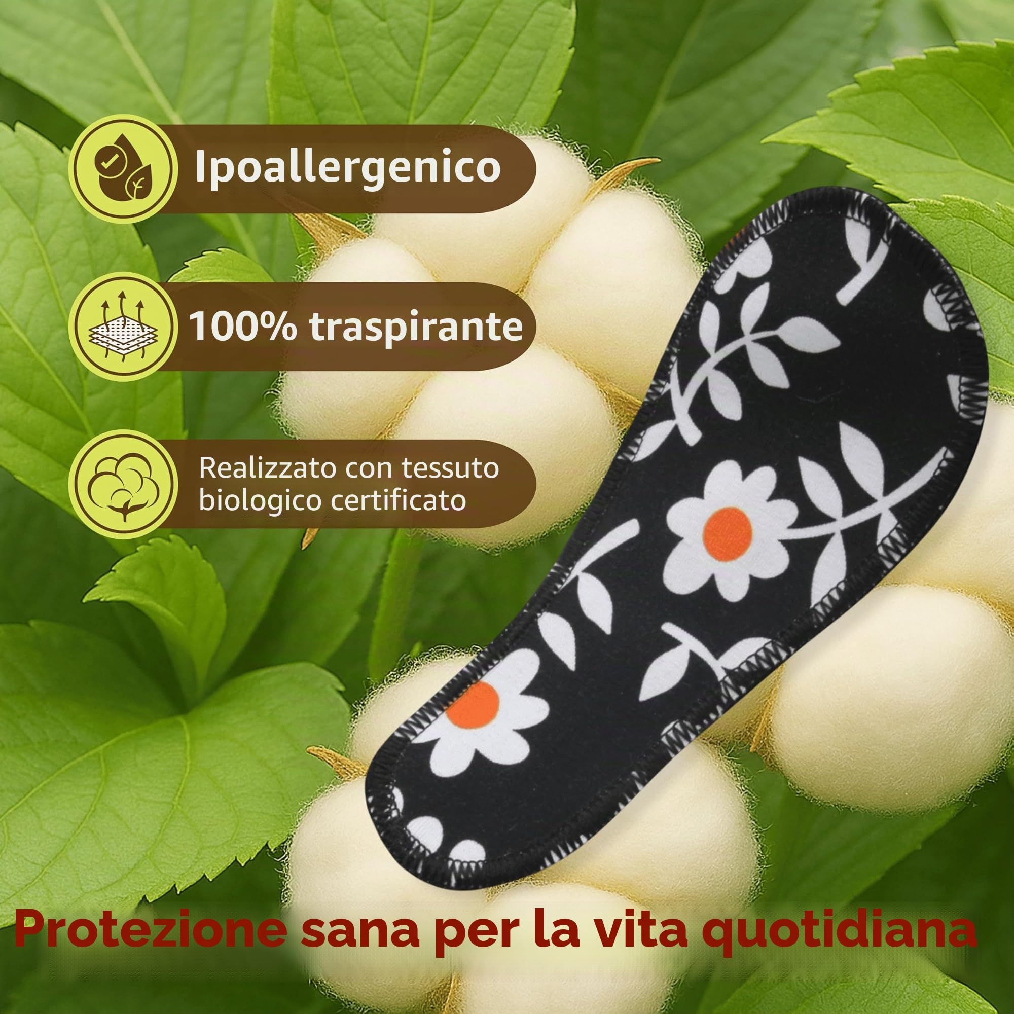 Natissy Salvaslip Anti-Camel-Toe Senza Ali in Cotone Biologico per Donna, Lavabili, Traspiranti, Morbidi, Discreti e Senza PUL - Set 7 pz Tanga - Made in EU