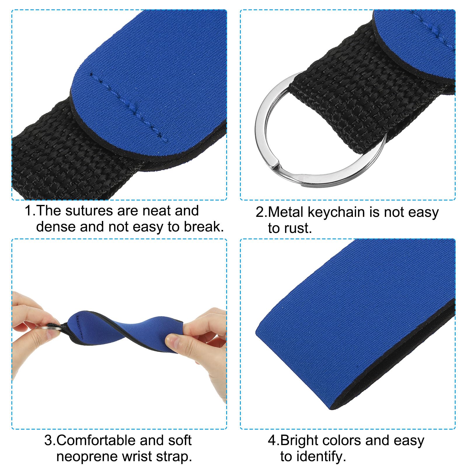 PATIKIL Floating Neoprene Keychain, 2 Pcs Waterproof Buoyant Key Ring Sublimation Float Keychain for Outdoor Water Sports Blue, Green - Image 3