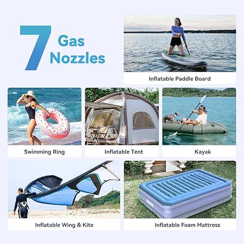 Miniatura 8 de 20PSI Electric Paddle Board Pump, Rechargeable Battery-Powered, Intelligent Dual Stage Inflation & Deflation, Auto-Off SUP Air Pump for Stand Up