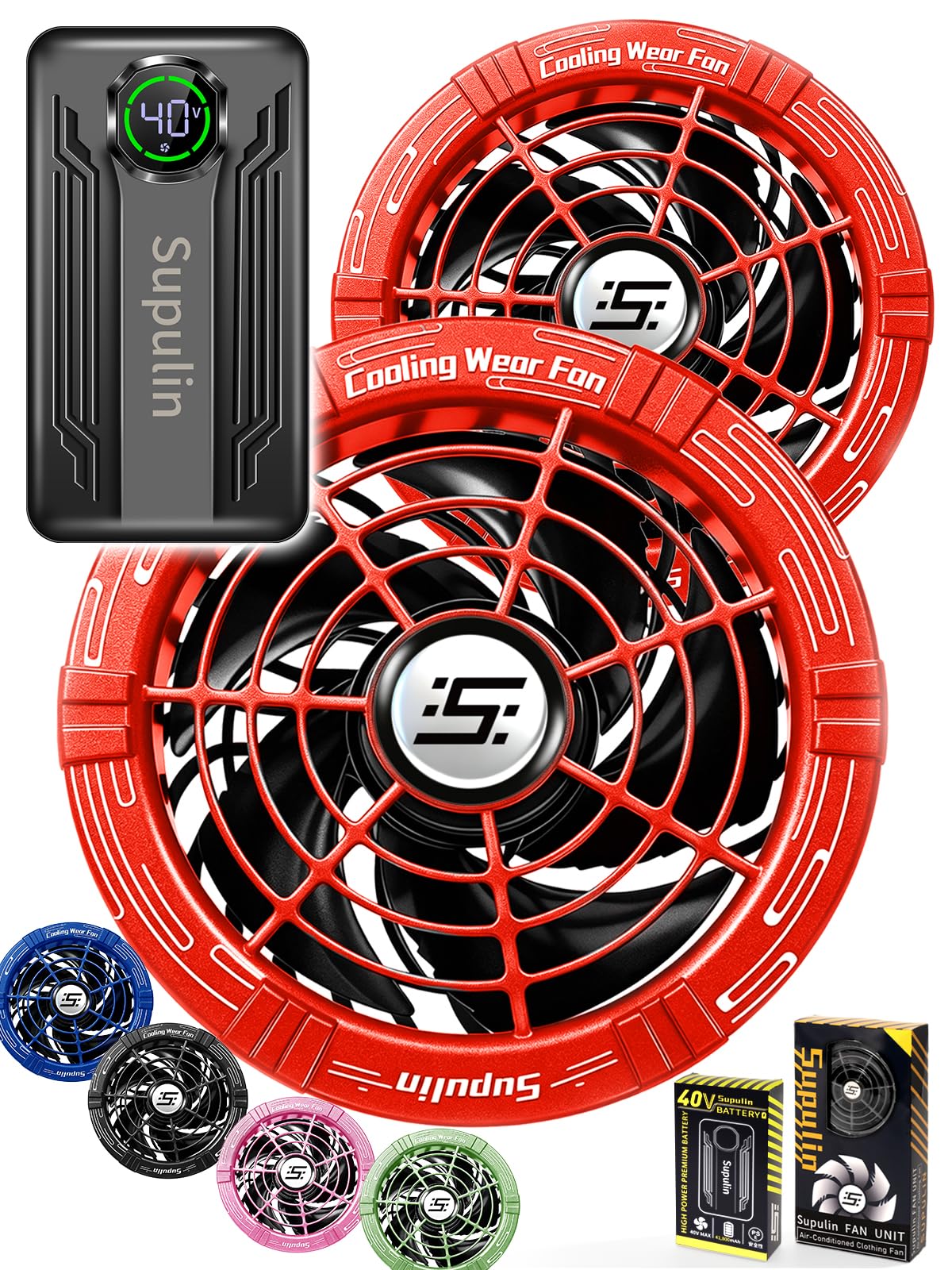 Supulin 空調服ファン バッテリーセット ピンク41800mAh 新品 Amazon.co.jp: Supulin【40V業界超高出力・41800mAh大容量】ファン