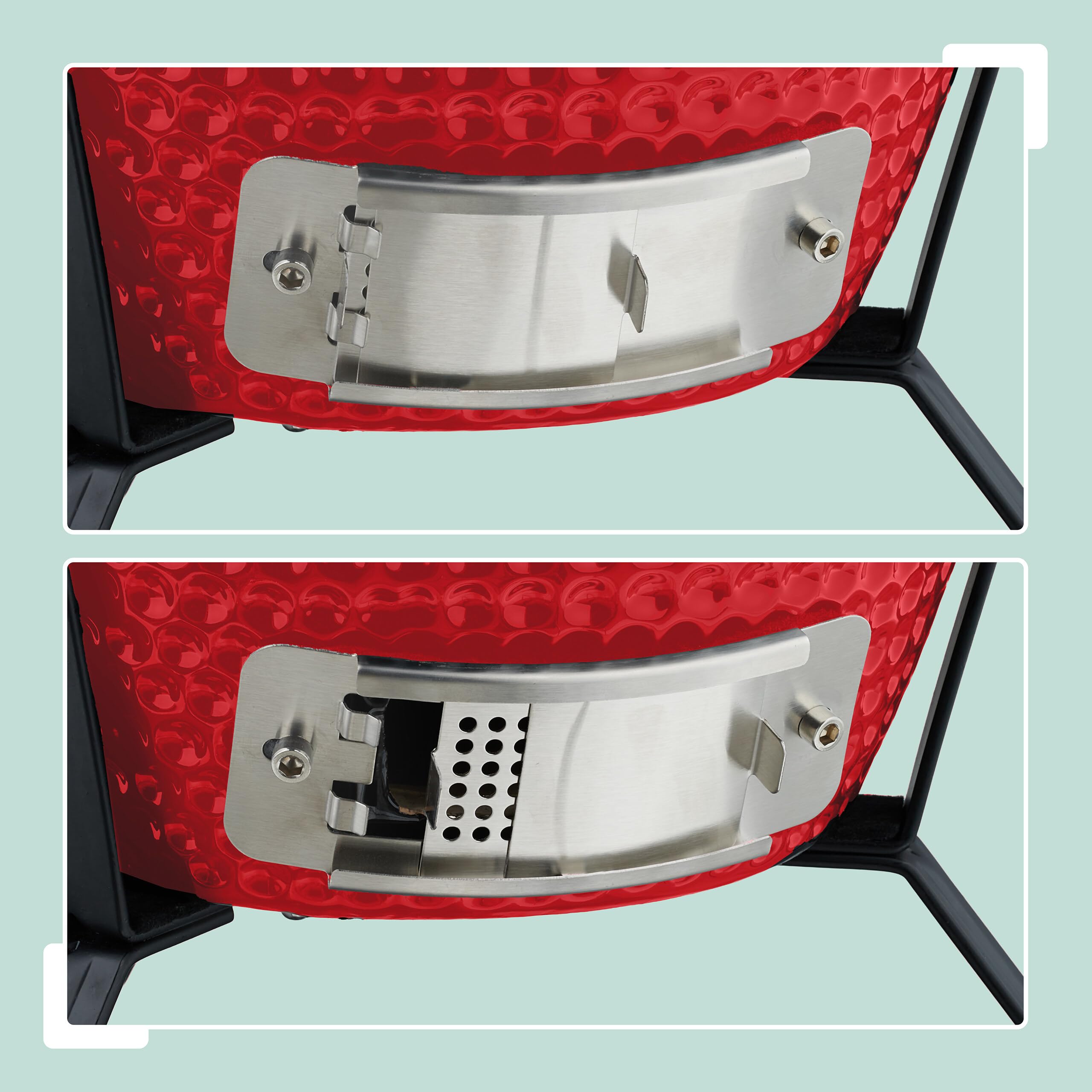Relaxdays Kamado Grill, Ø 26 cm, japoński grill ceramiczny z termometrem 450°C, grill, wędzarnia, pokrywa, czerwony