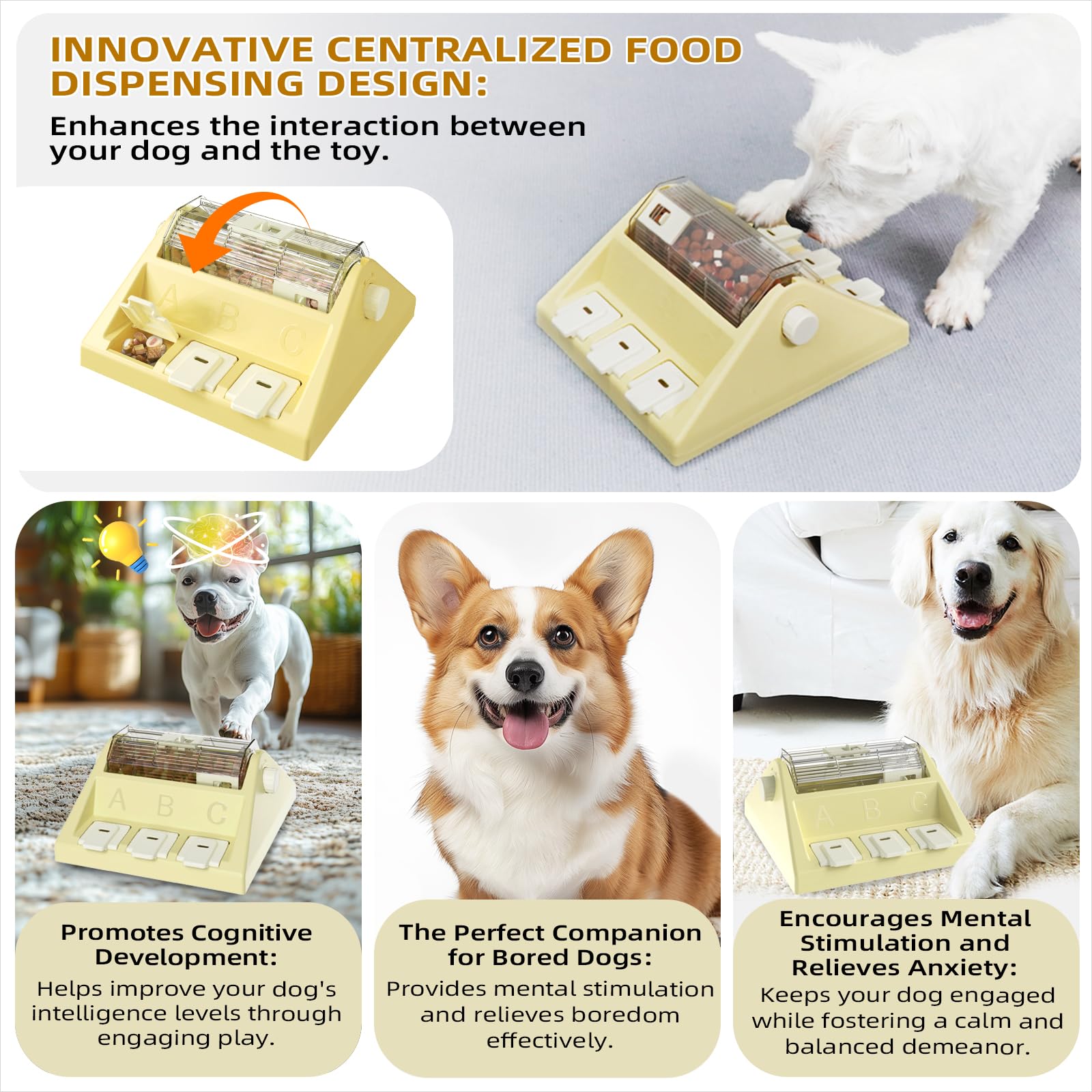 KADTC Paw-Activated Rolling Treat Dispenser Dog Puzzle Toy, Level 2 in 1 Slow Feeder (396.9 g Capacity), Interaktive Futterspender für kleine/mittelgroße Hunde - Mentale Stimulation & gesunde