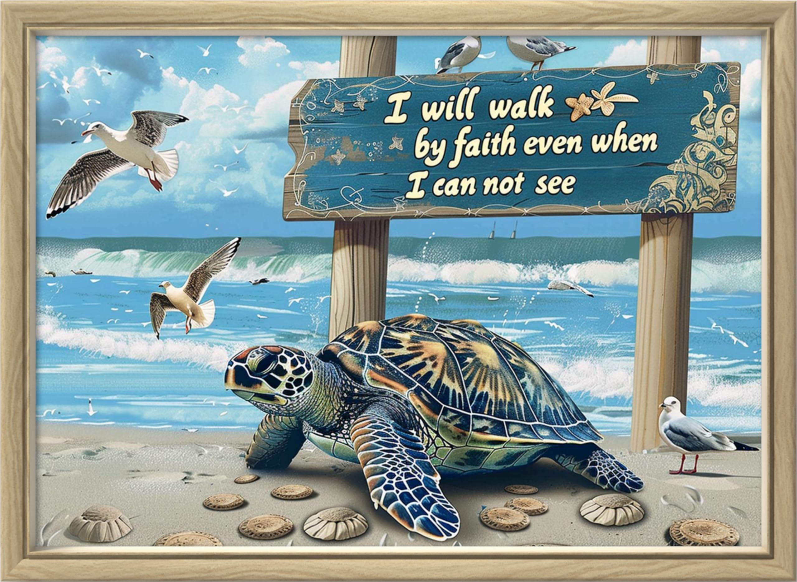 Leczany Cross Stitch Patterns Stamped Kit for Beginners | Embroidery Supplies DIY Craft Kit Needlepoint for Adults Starter | 11CT, 3 Strands | Turtle Walking 22.4x15.8 inches