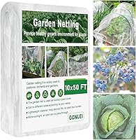 GonLei 10x50 FT Ultra Fine Garden Netting - Pest Bird Insect Barrier for Raised Beds, Blueberries, Vegetables, Fruits & Flowers