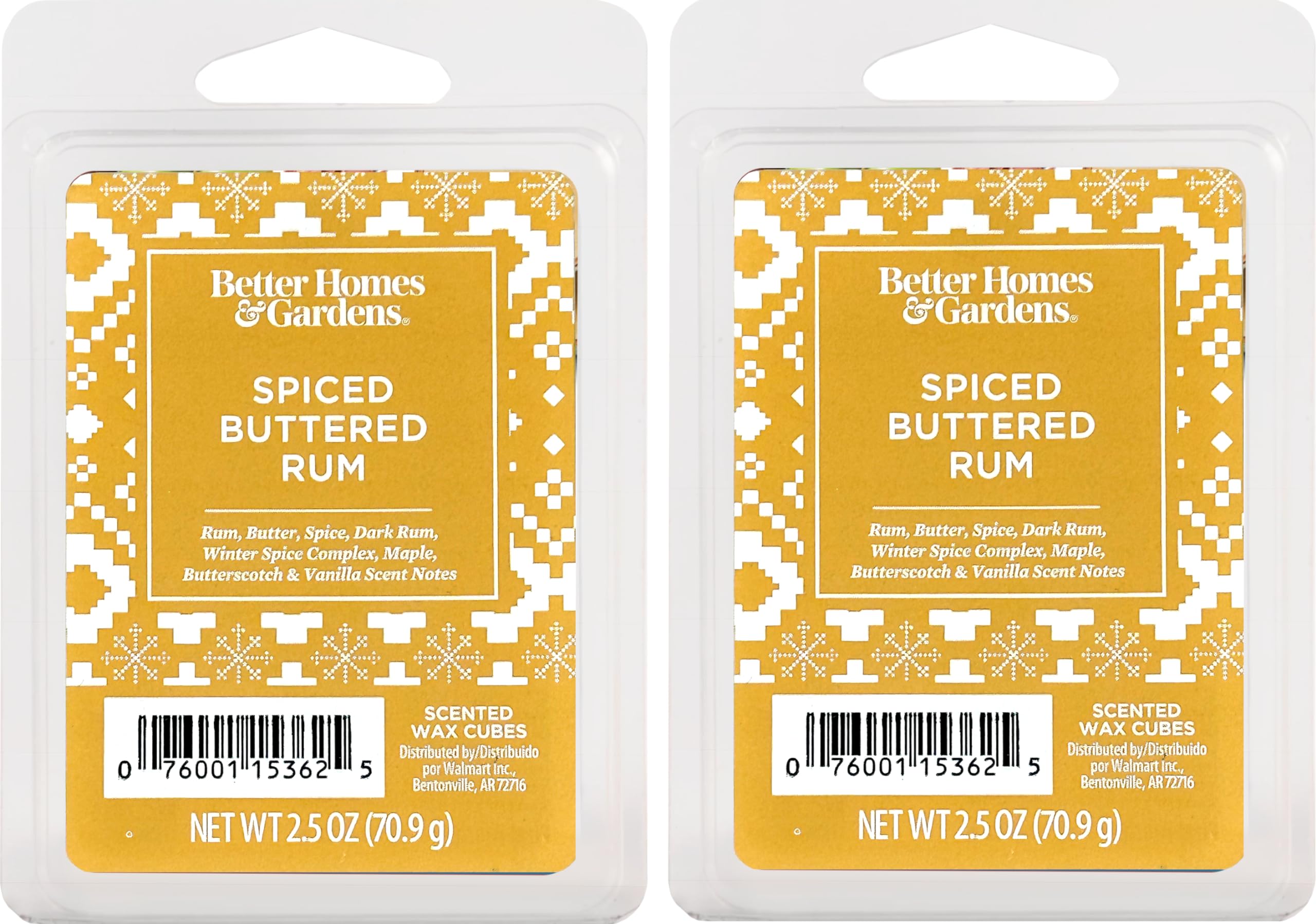 Better Homes and Gardens Scented Wax Cubes 2.5oz 2-Pack (Spiced Buttered Rum)