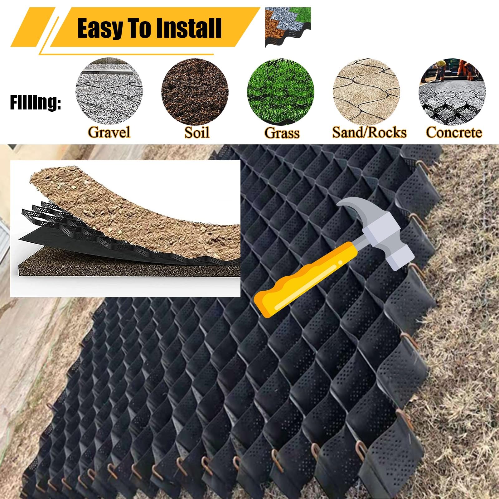 砂利 保護材 マット 1 2 4 6 8 10 M ジオ・グリッド 拡張可能