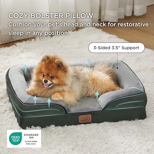 Vista 331 de Bedsure - Cama ortopédica mediana para perros, sofá cama impermeable para perros medianos, espuma de soporte con funda extraíble y lavable, forro