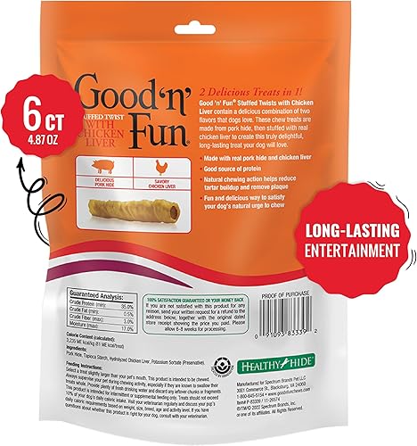 Vista 2 de Good 'N' Fun Giros de cuero crudo, receta de hígado de pollo, 6