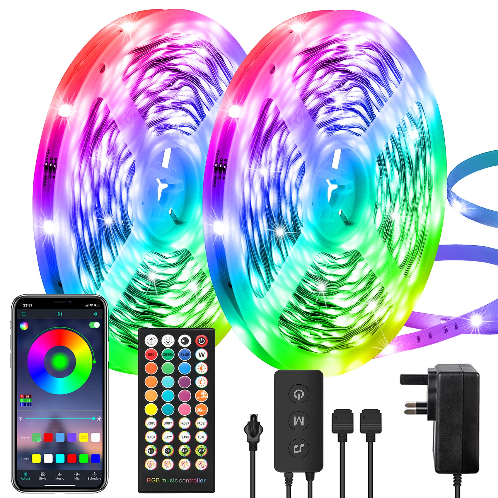 RGB Motion Activated Under Bed Light Strips, 5050 RGB LED, 50 OFF