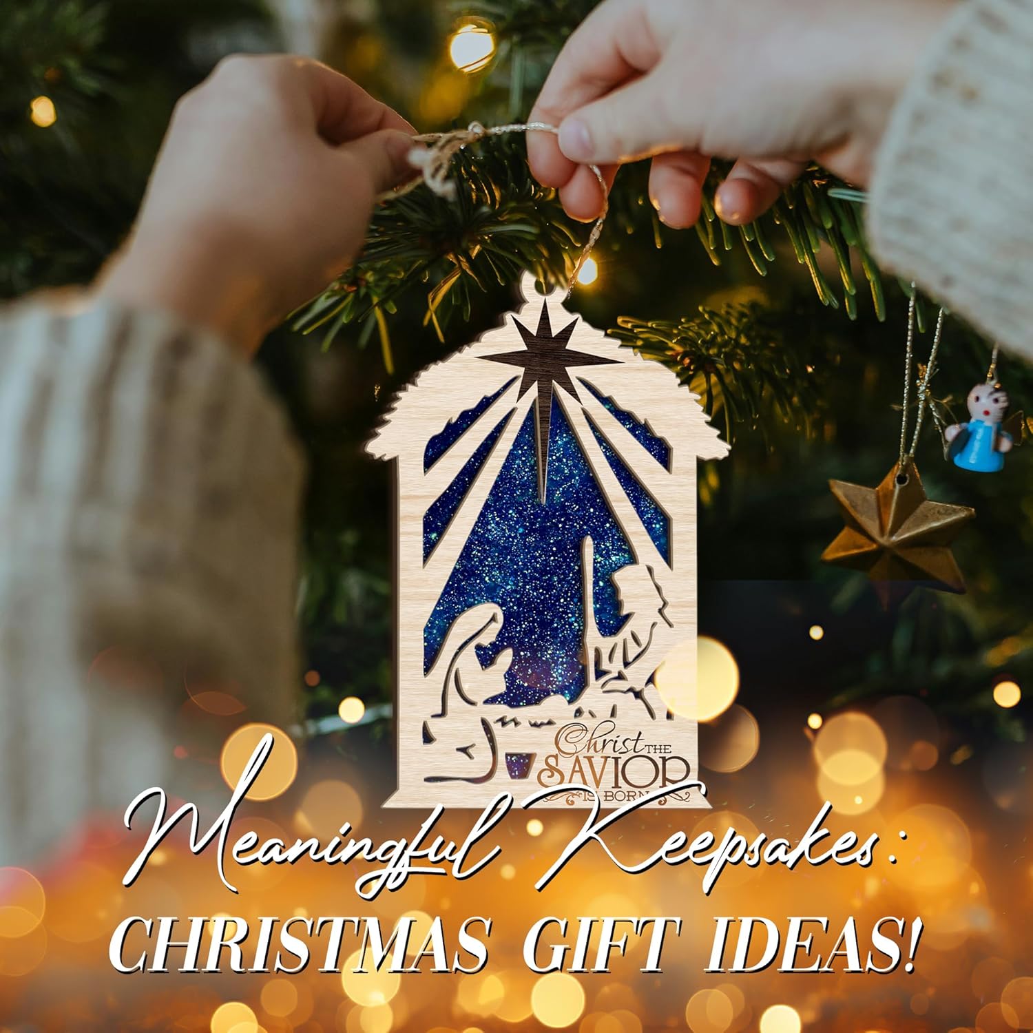 Nativity Ornament “Christ The Savior is Born” – Wooden Christmas Tree Decoration with Holy Family & Star of Bethlehem – Rustic Christian Holiday Keepsake & Religious Ornament Gift - Image 7