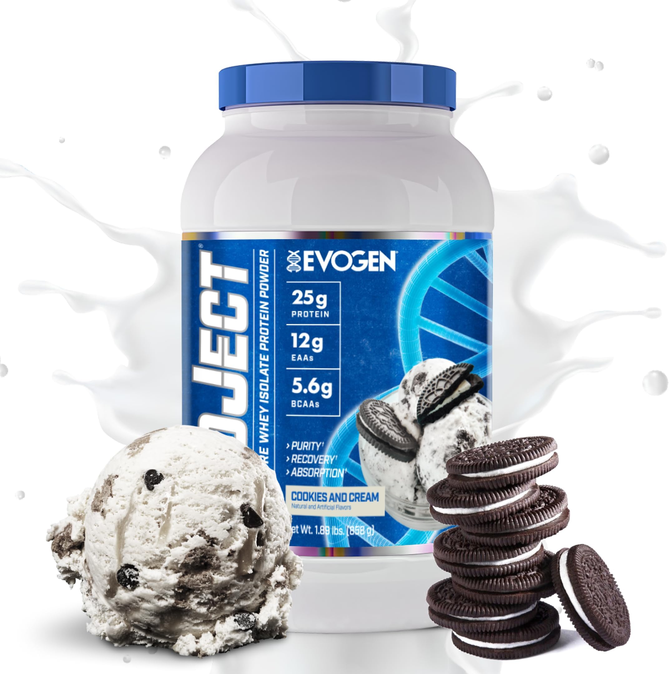 Evogen Isoject | Premium Whey Isolate Loaded with BCAA, EAA, Ignitor Enzymes, Recovery, Shakes, Smoothies | Cookies And Cream