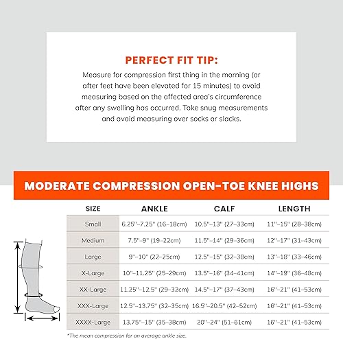 Miniatura 3 de THERAFIRM Medias altas hasta la rodilla con punta abierta, 20-30 mmHg con soporte de compresión moderada