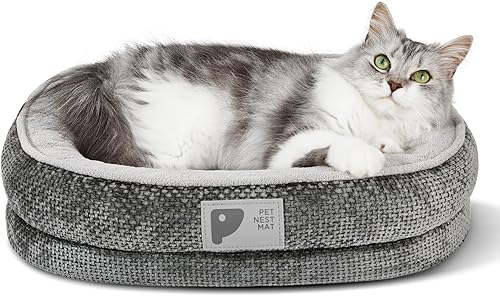 Cama ortopédica para gatos para cachorros y gatitos, sofá cama para gatos con jaula de huevos de espuma de cuatro caras para perros con funda