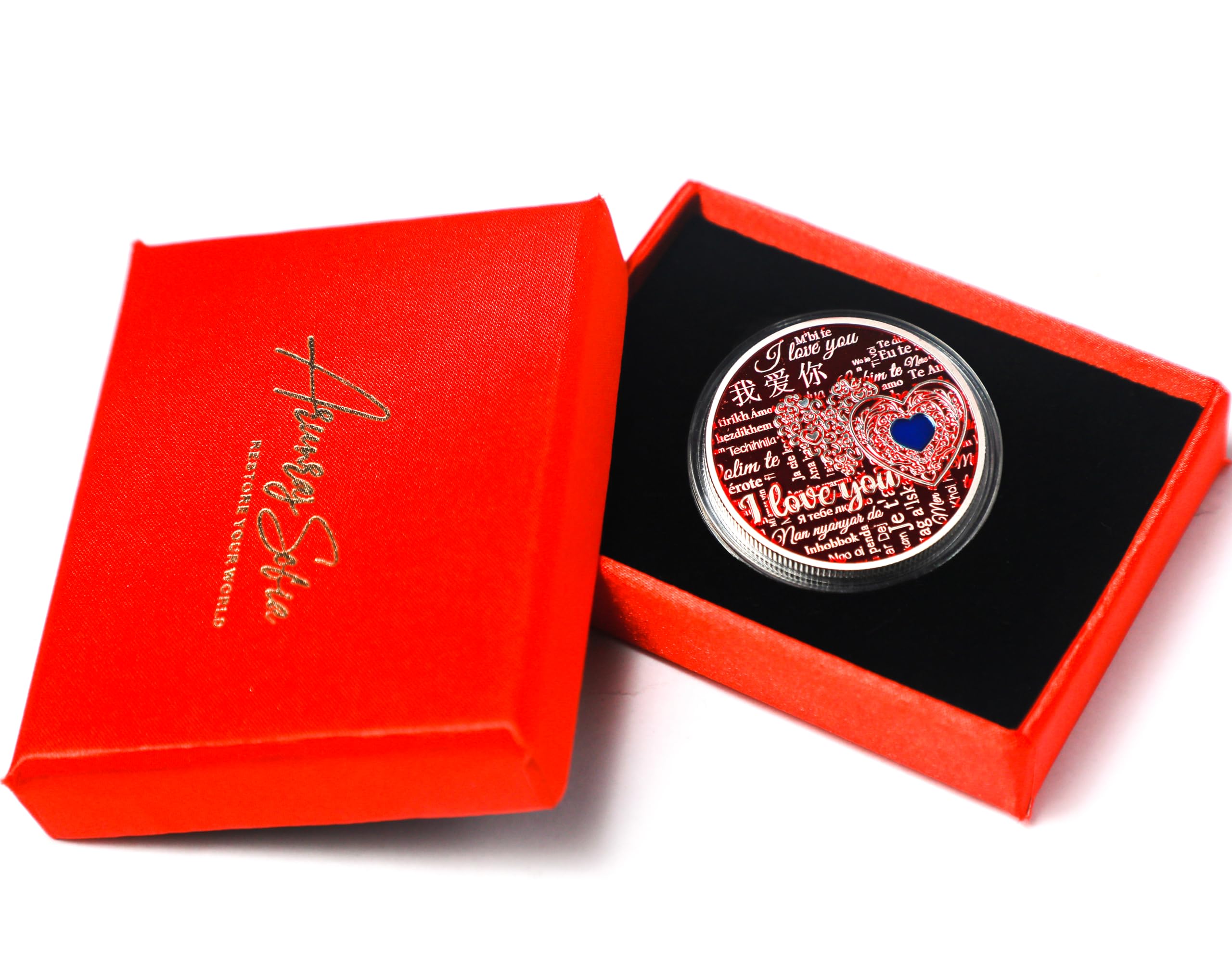 Arunrajsofia Valentine's Day Romantic Gift/Valentine Gift Collectible Silver Coin Red Background 1 Oz Heavy Thick Rare to get Medallion Fantasy Physical Coin (Silver Plated with Luxury Box)-image-8