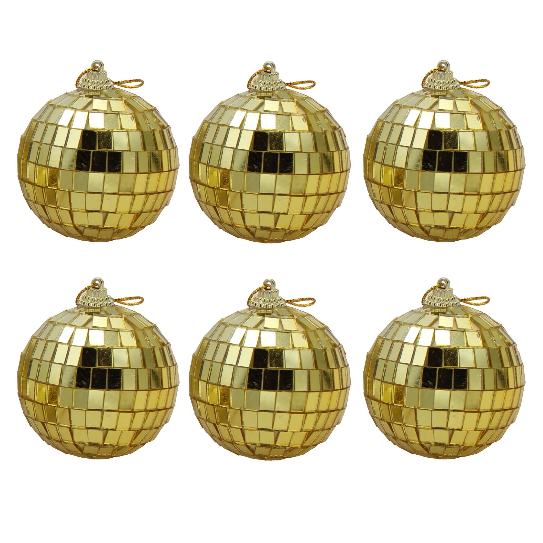6 Pack Gold Disco Ball Baubles from B&Q