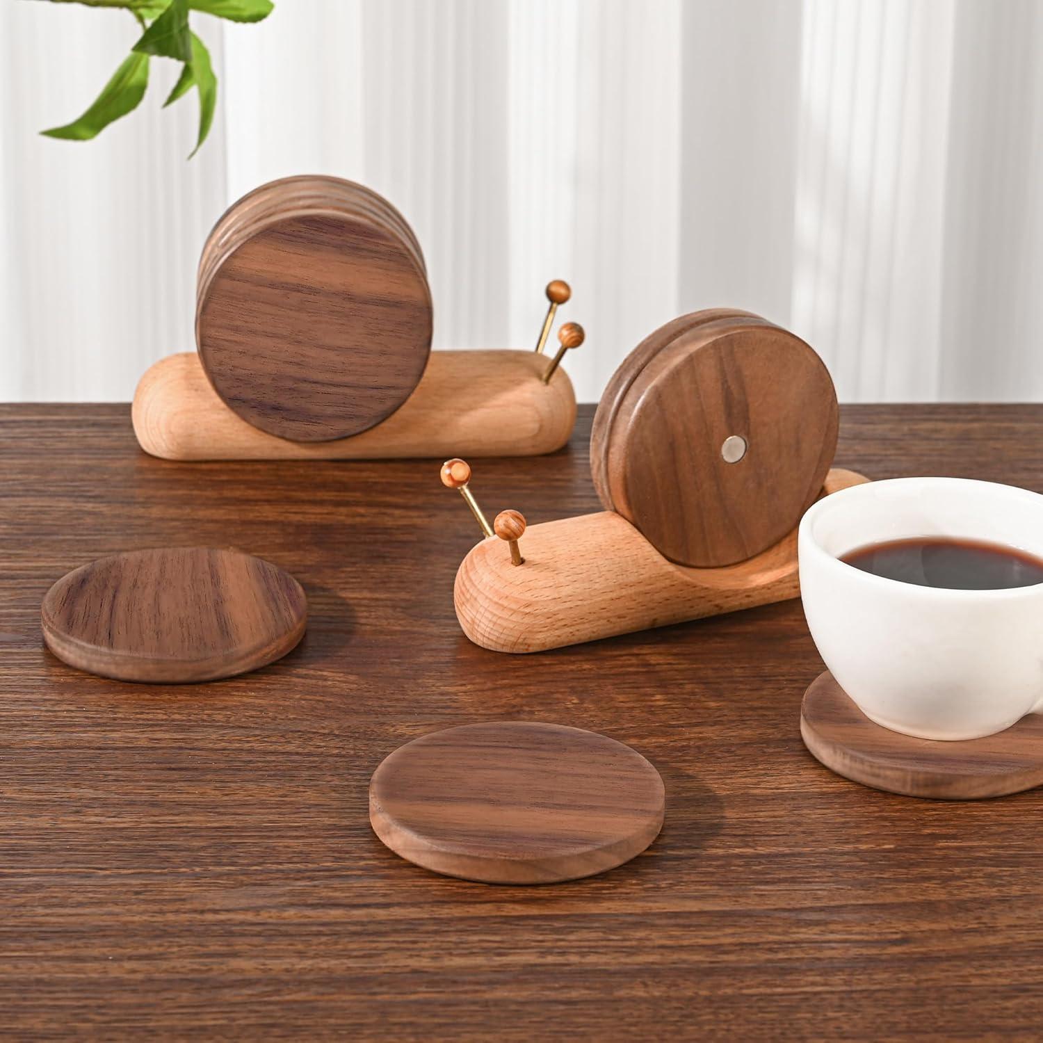 Wooden Coasters for Drinks Funny Cute Coasters Funny Unique Cute Small House Warming Gifts New Home Decor Table Decor Weird Stuff for Mom Upgraded Dia (3.5 * 3.5 inches) - Image 3