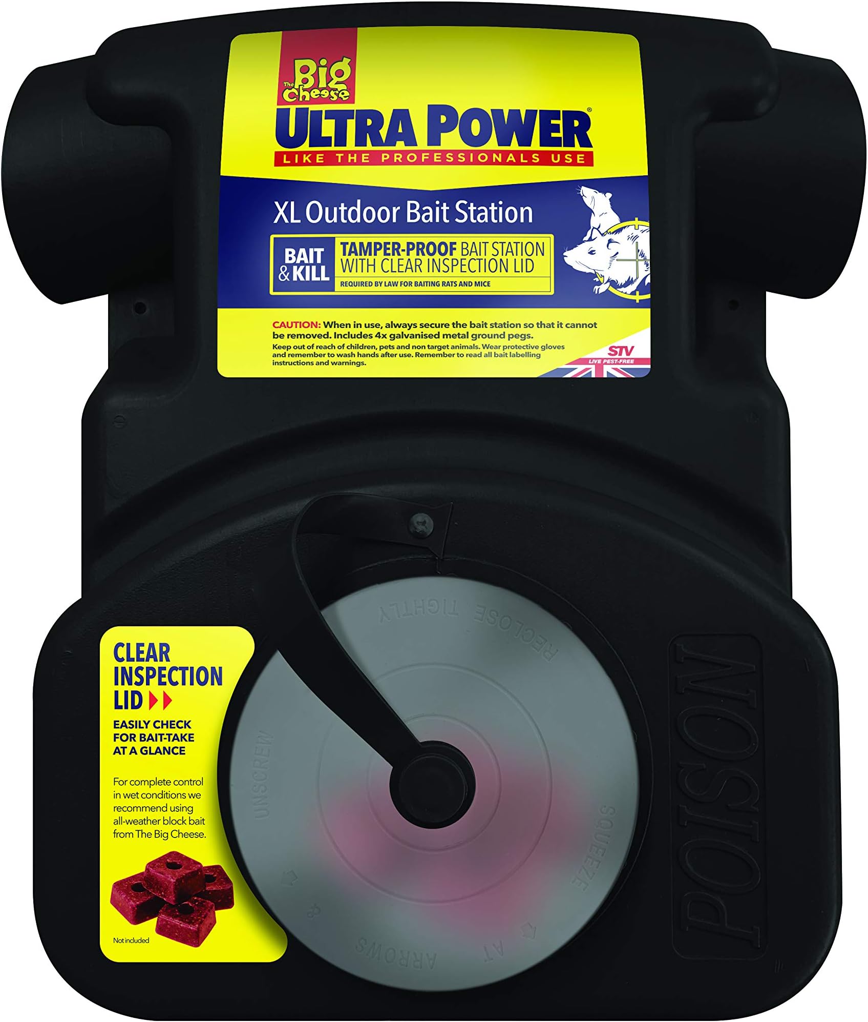 The Big Cheese Ultra Power XL Outdoor Bait Station, Reusable, Lockable, Durable, Tamper Resistant, Indoor and Outdoor Use