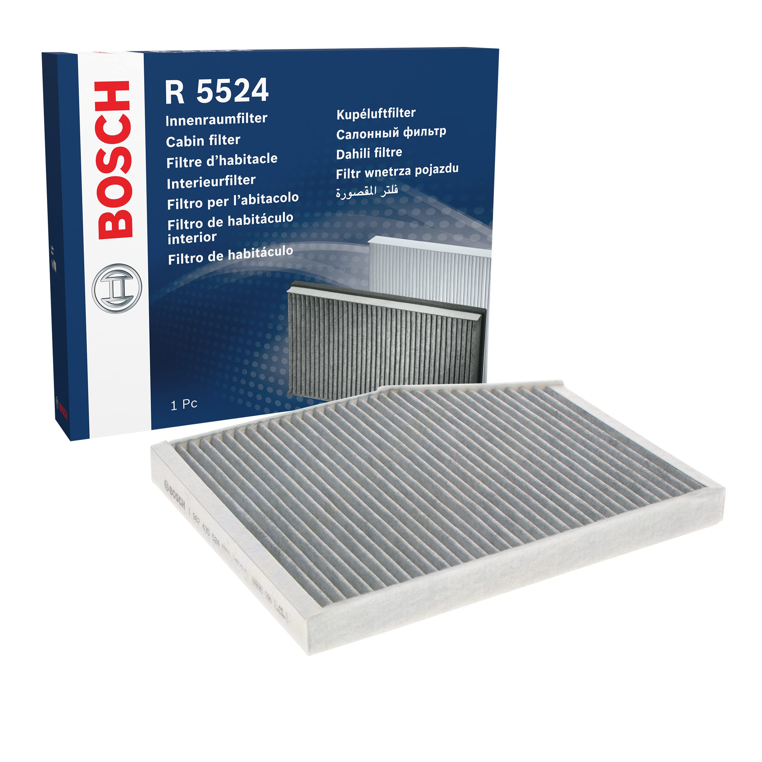 Bosch Bosch R5524 Activated Carbon Cabin Filter, Replacement Filter - Against Unpleasant Smells, Pollen and Dust for Cleaner Air Insid